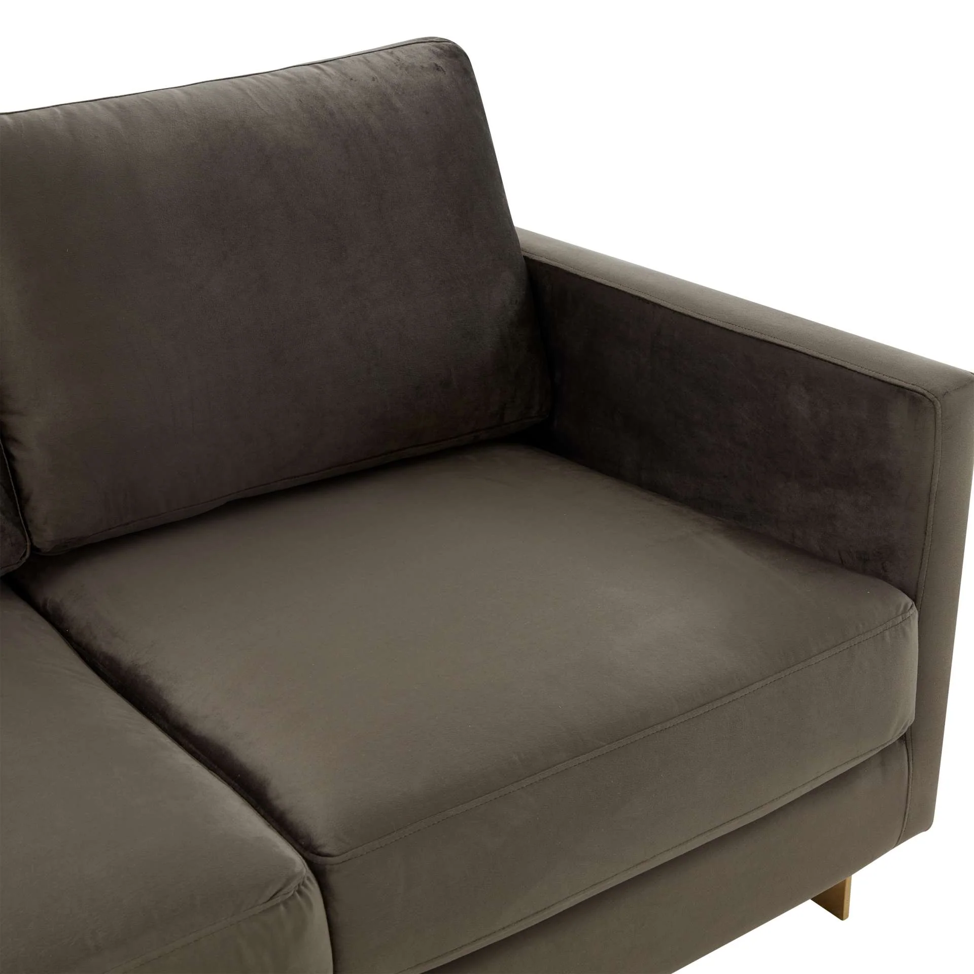 LeisureMod Lincoln Modern Mid-Century Upholstered Velvet Loveseat with Gold Frame - Image 14