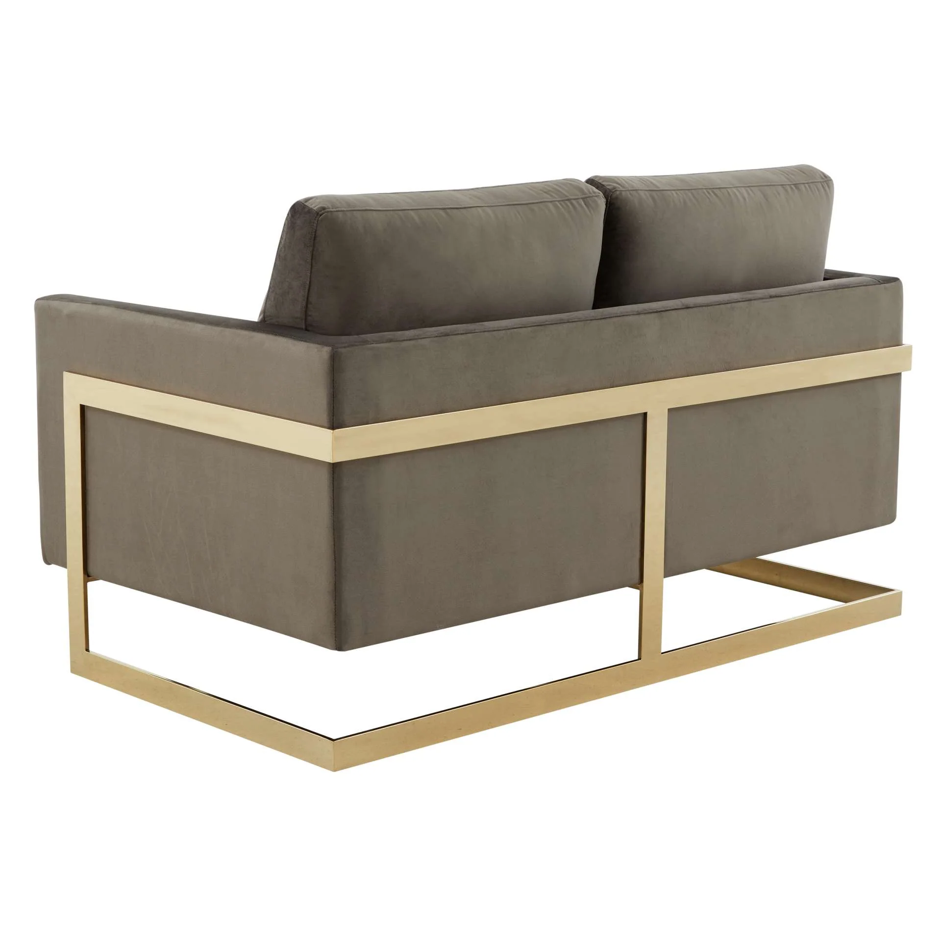 LeisureMod Lincoln Modern Mid-Century Upholstered Velvet Loveseat with Gold Frame - Image 15