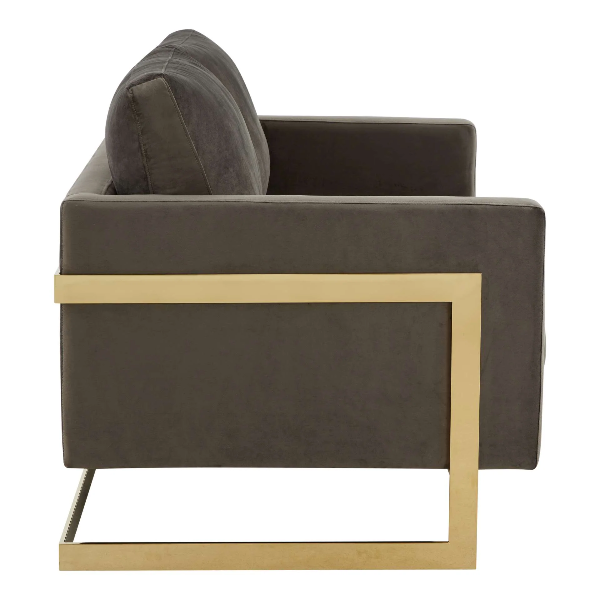 LeisureMod Lincoln Modern Mid-Century Upholstered Velvet Loveseat with Gold Frame - Image 16