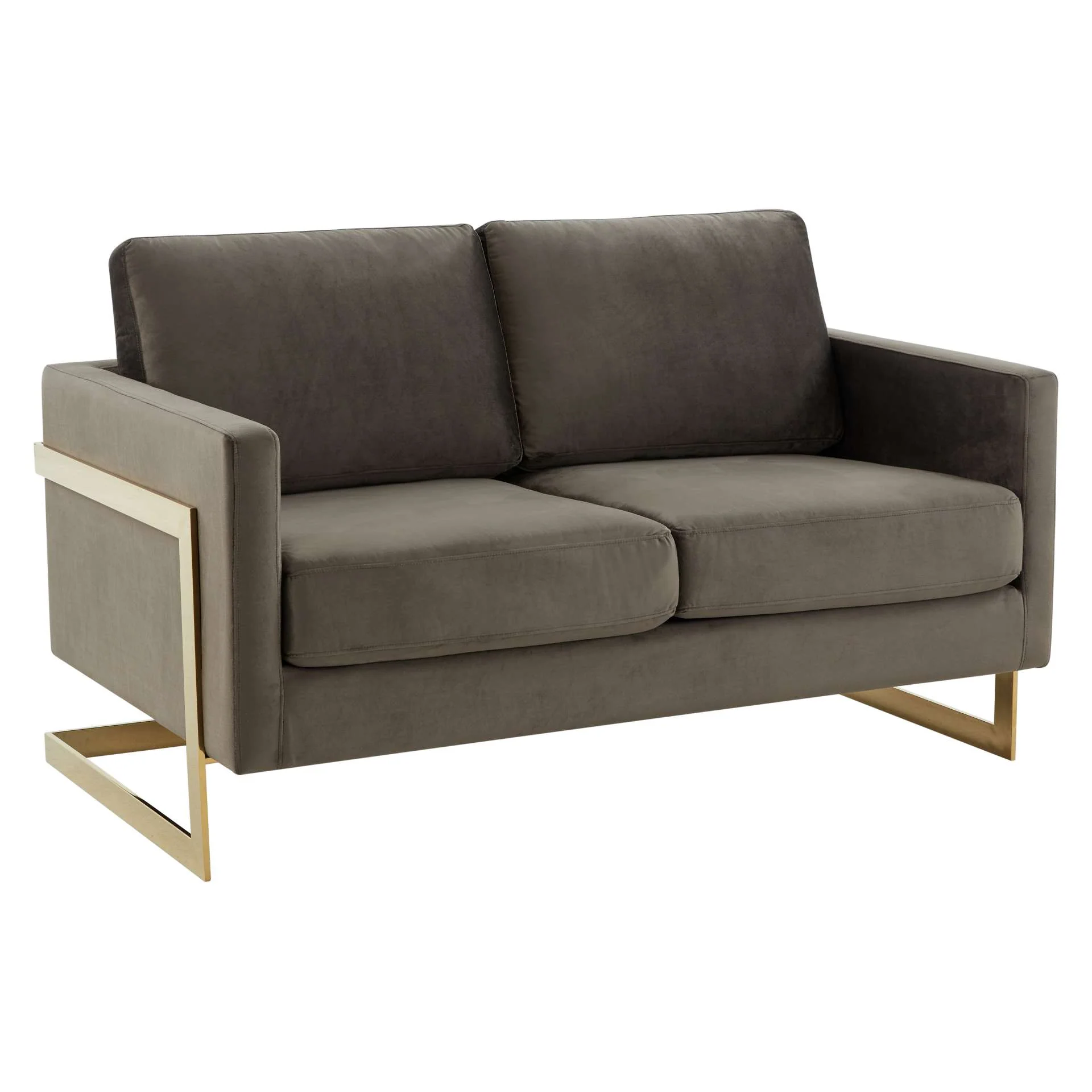 LeisureMod Lincoln Modern Mid-Century Upholstered Velvet Loveseat with Gold Frame - Image 17