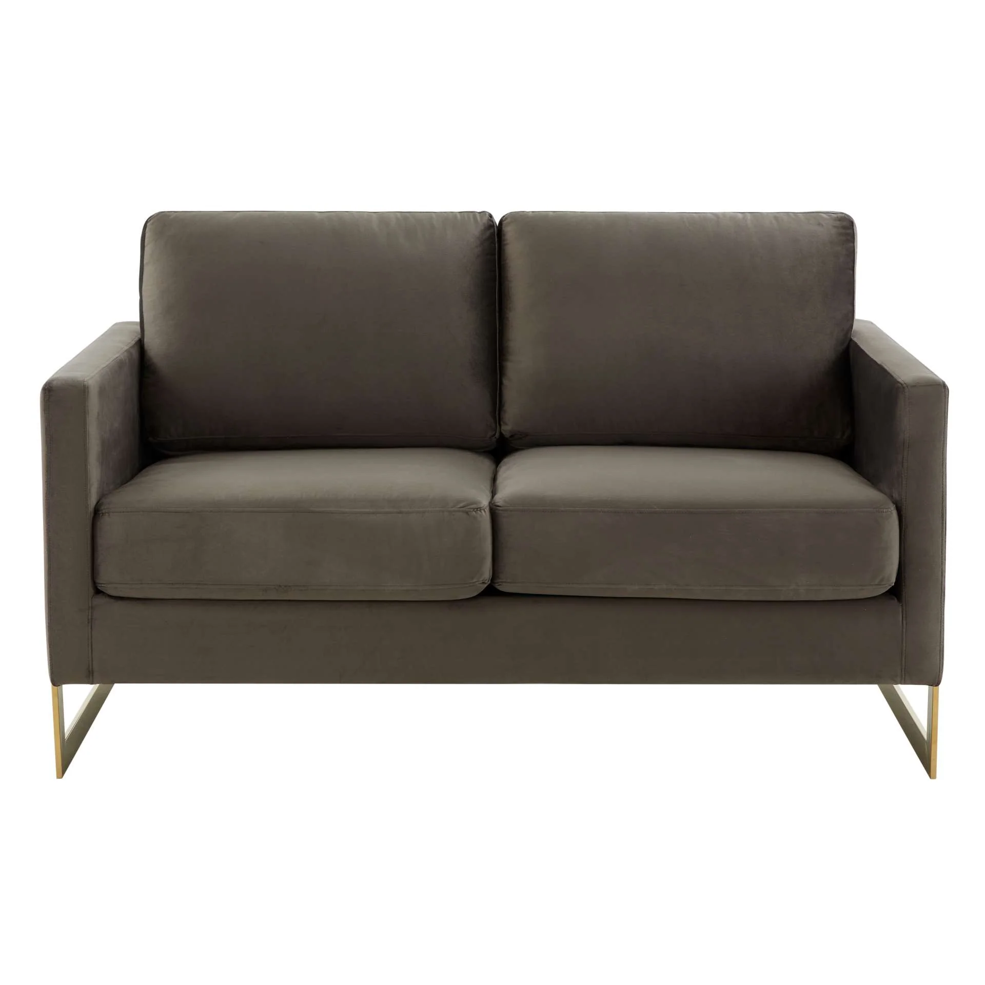LeisureMod Lincoln Modern Mid-Century Upholstered Velvet Loveseat with Gold Frame - Image 18