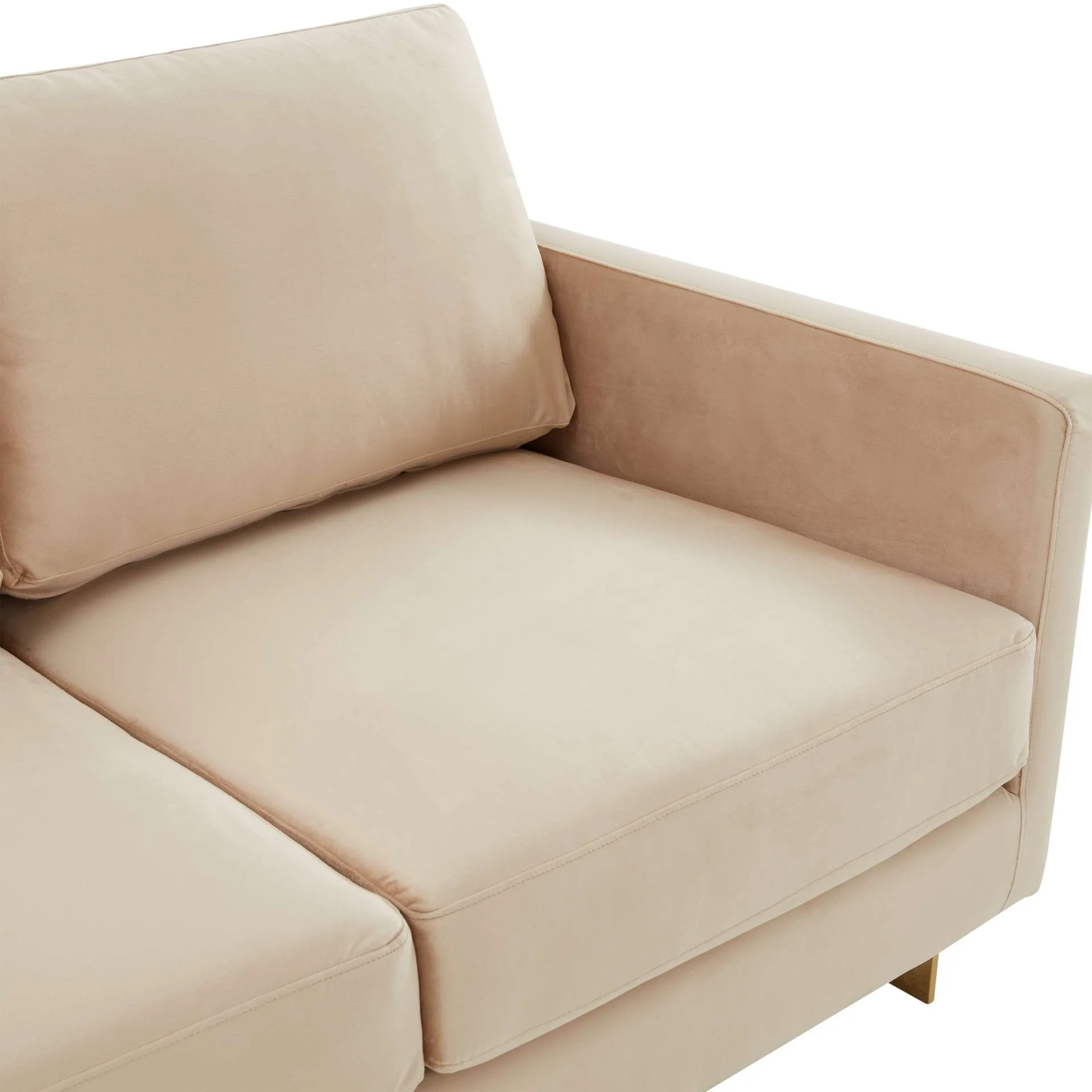 LeisureMod Lincoln Modern Mid-Century Upholstered Velvet Loveseat with Gold Frame - Image 2