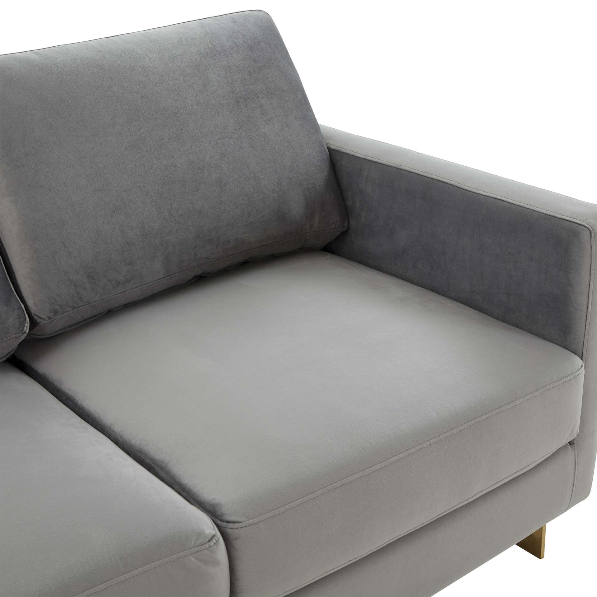 LeisureMod Lincoln Modern Mid-Century Upholstered Velvet Loveseat with Gold Frame - Image 20