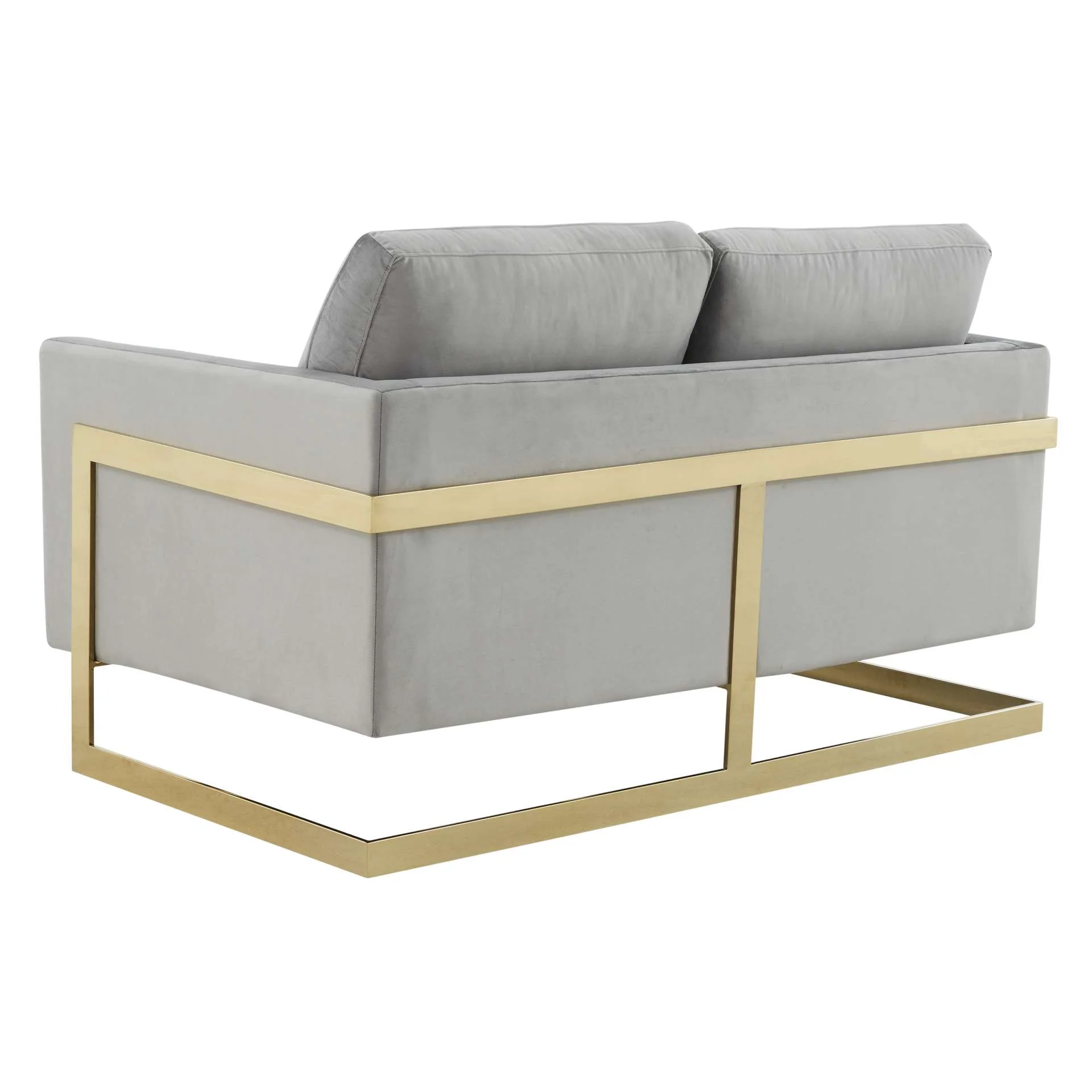 LeisureMod Lincoln Modern Mid-Century Upholstered Velvet Loveseat with Gold Frame - Image 21