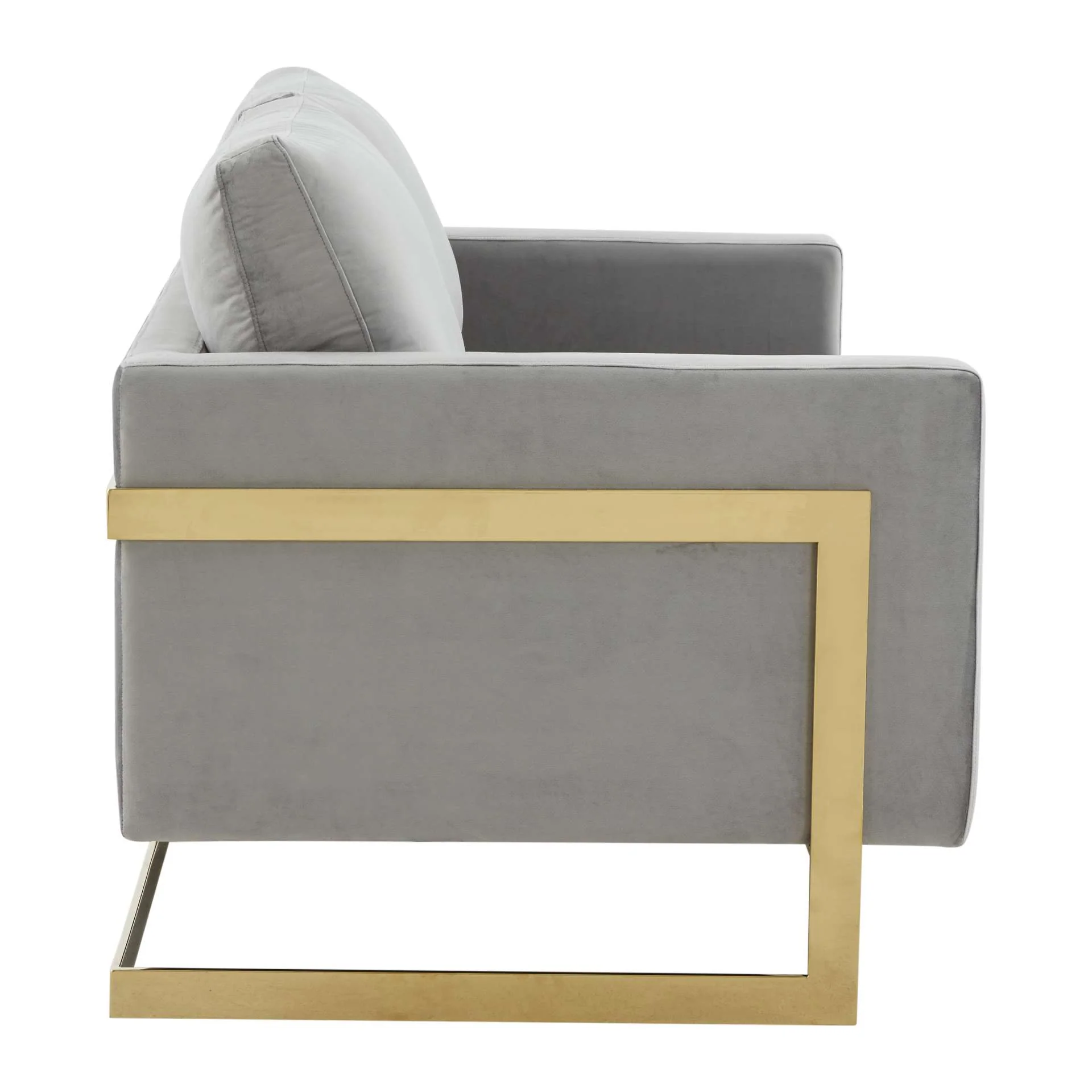 LeisureMod Lincoln Modern Mid-Century Upholstered Velvet Loveseat with Gold Frame - Image 22