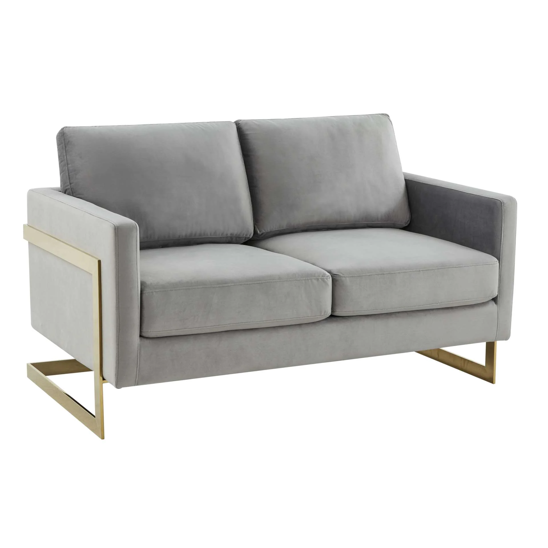 LeisureMod Lincoln Modern Mid-Century Upholstered Velvet Loveseat with Gold Frame - Image 23