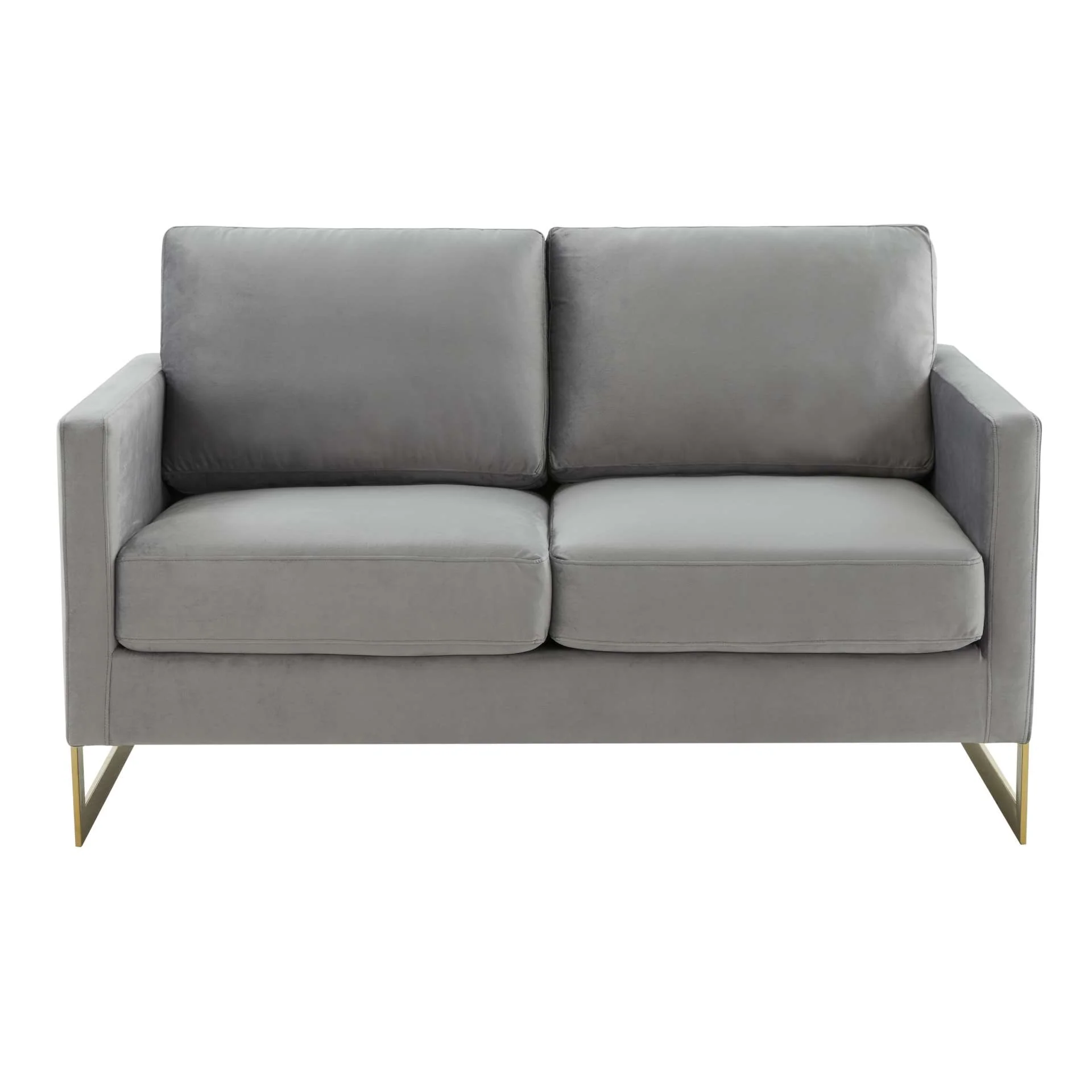 LeisureMod Lincoln Modern Mid-Century Upholstered Velvet Loveseat with Gold Frame - Image 24