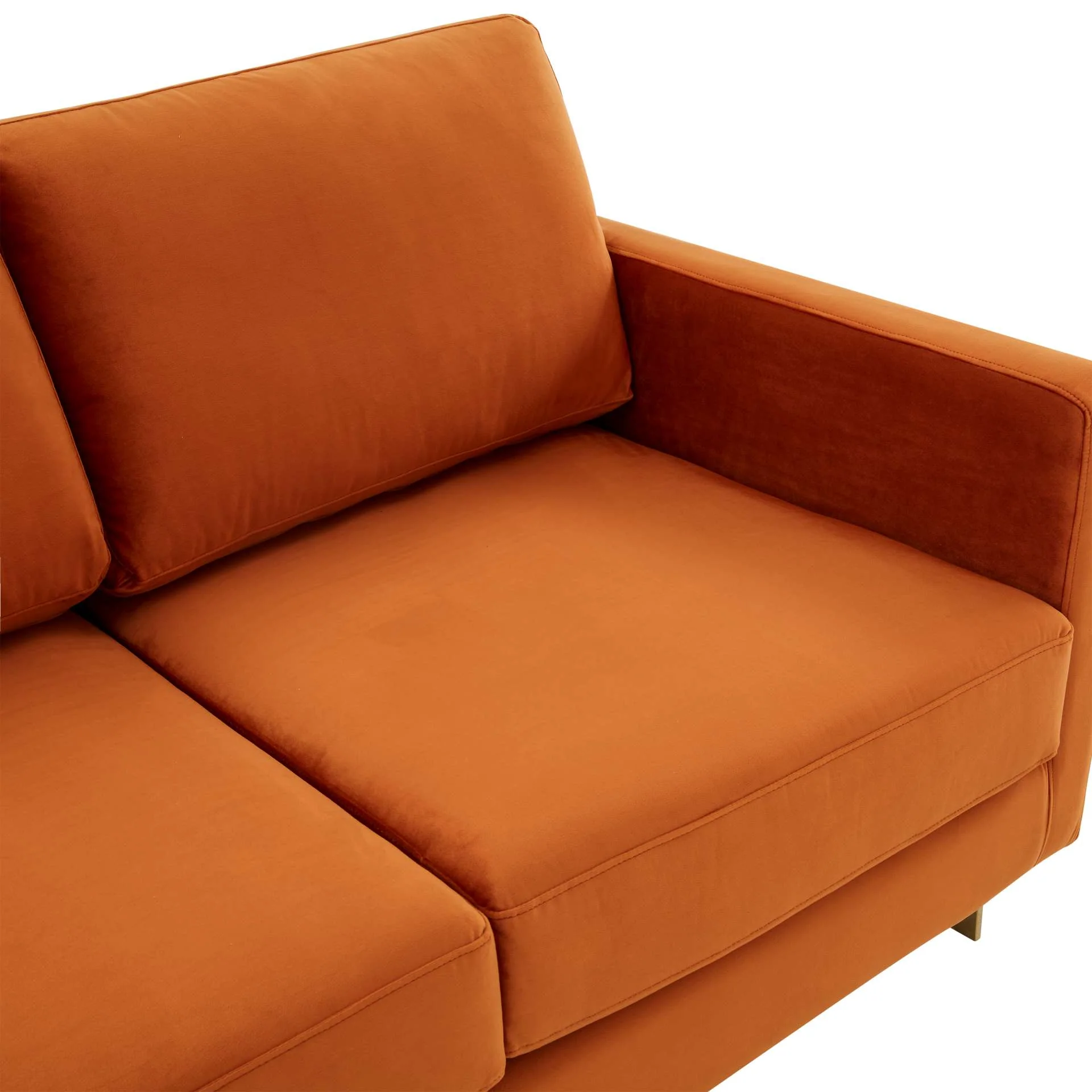 LeisureMod Lincoln Modern Mid-Century Upholstered Velvet Loveseat with Gold Frame - Image 26
