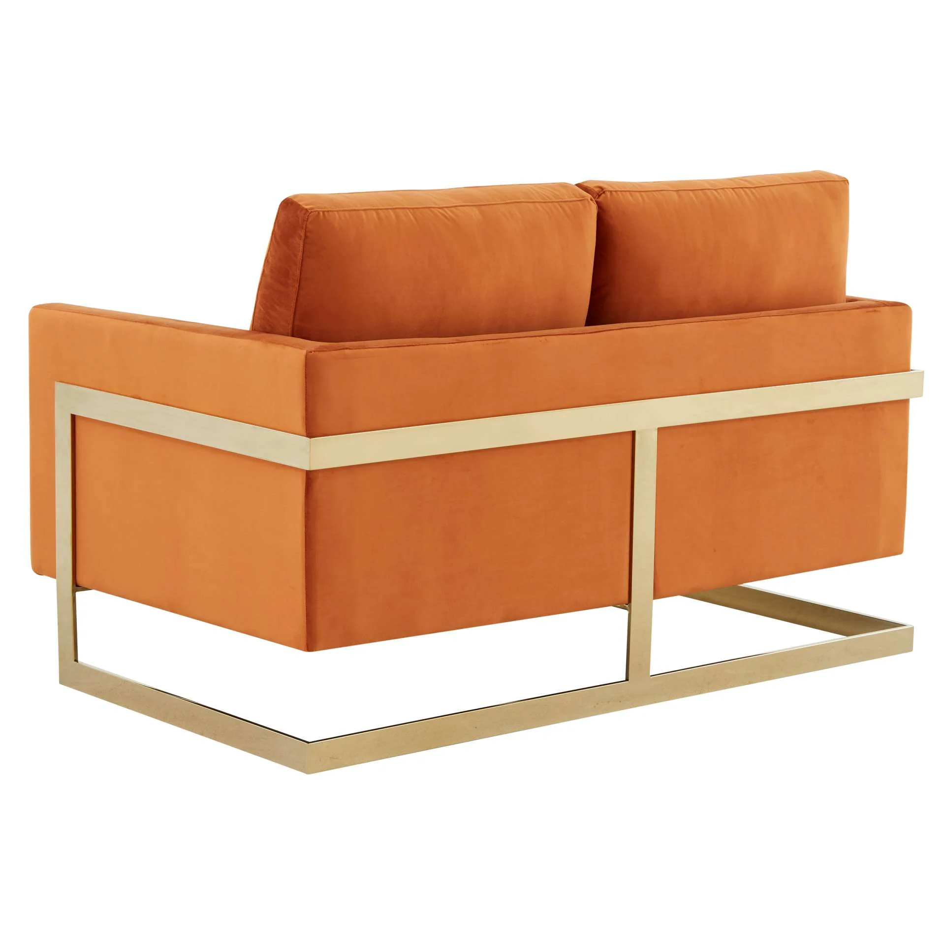 LeisureMod Lincoln Modern Mid-Century Upholstered Velvet Loveseat with Gold Frame - Image 27