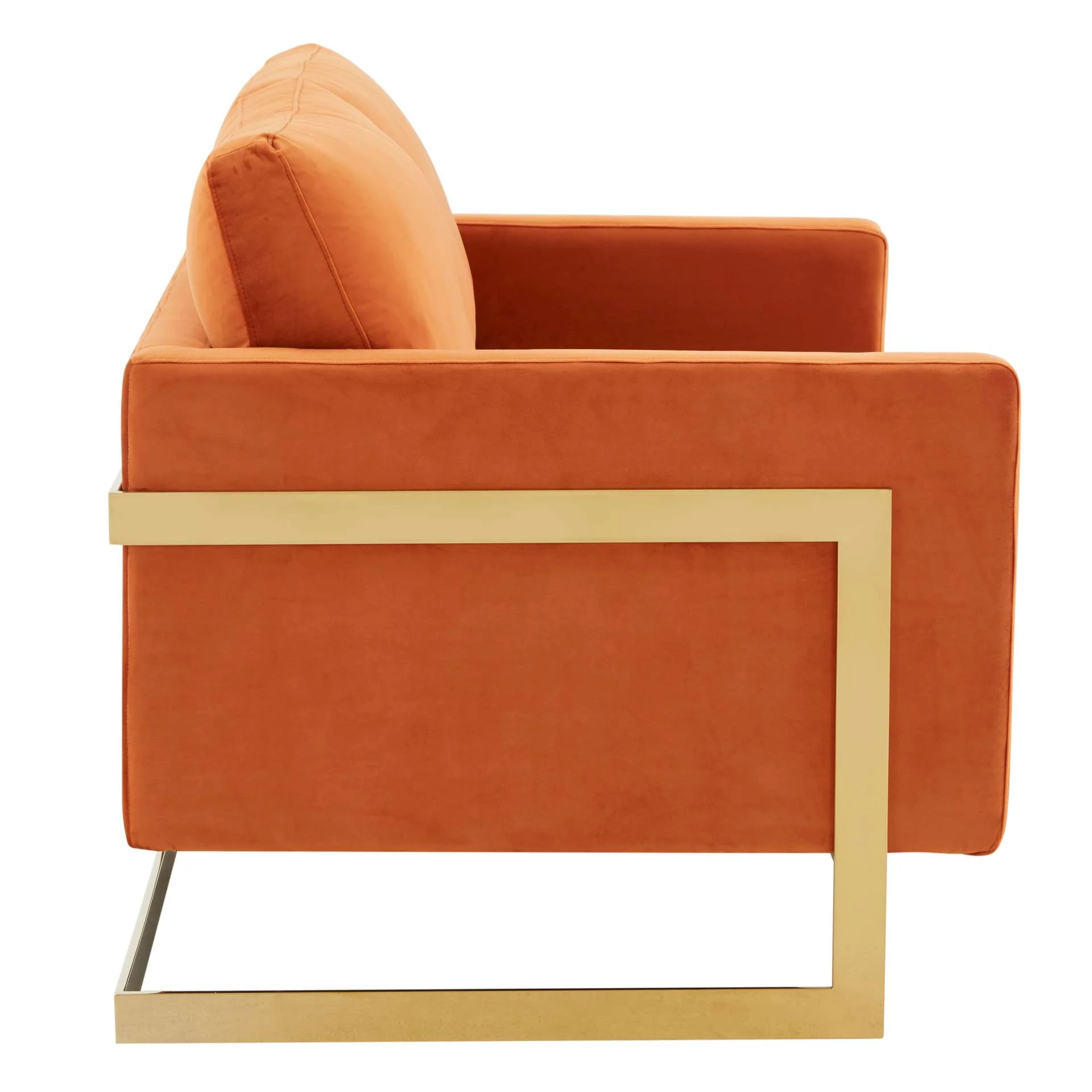 LeisureMod Lincoln Modern Mid-Century Upholstered Velvet Loveseat with Gold Frame - Image 28