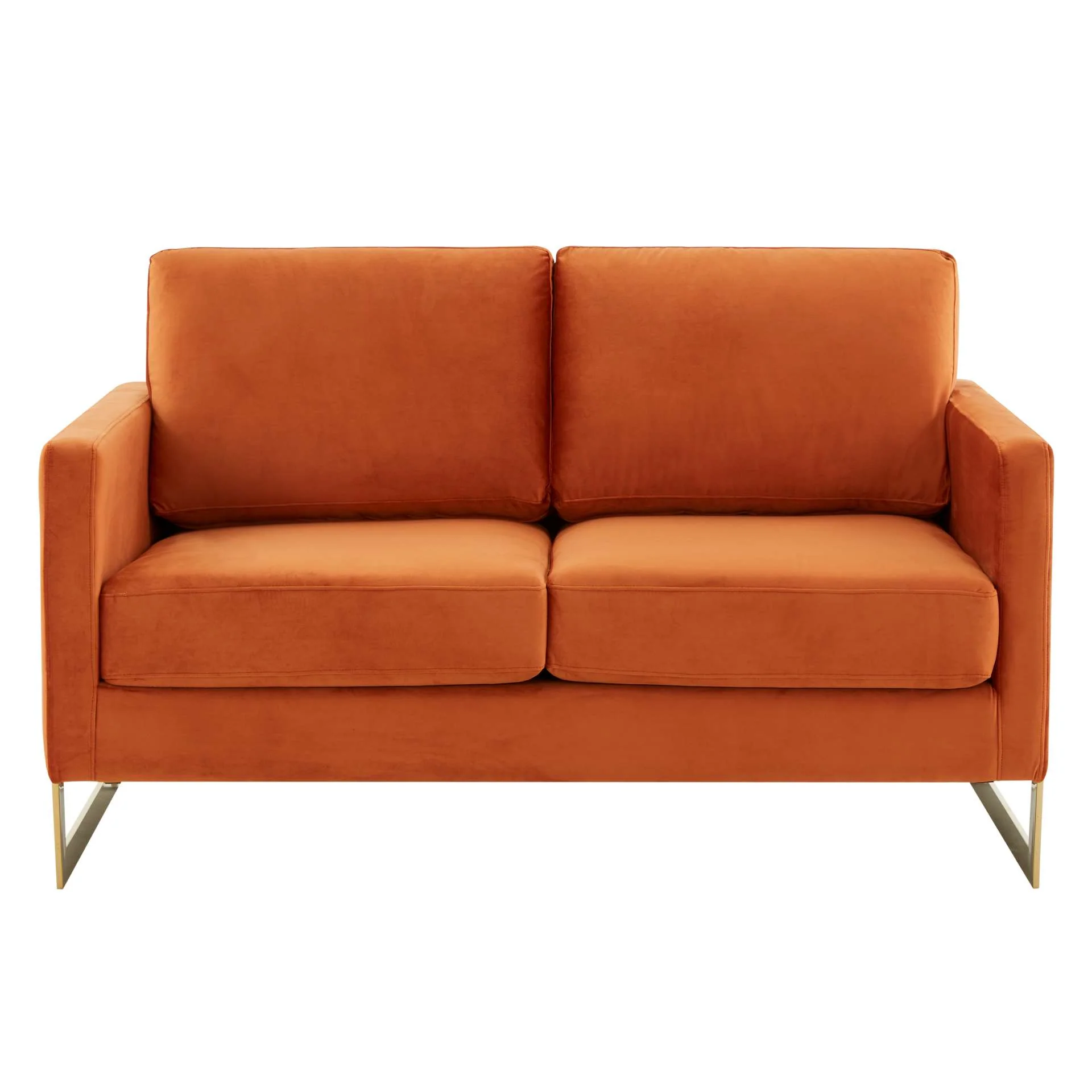 LeisureMod Lincoln Modern Mid-Century Upholstered Velvet Loveseat with Gold Frame - Image 30