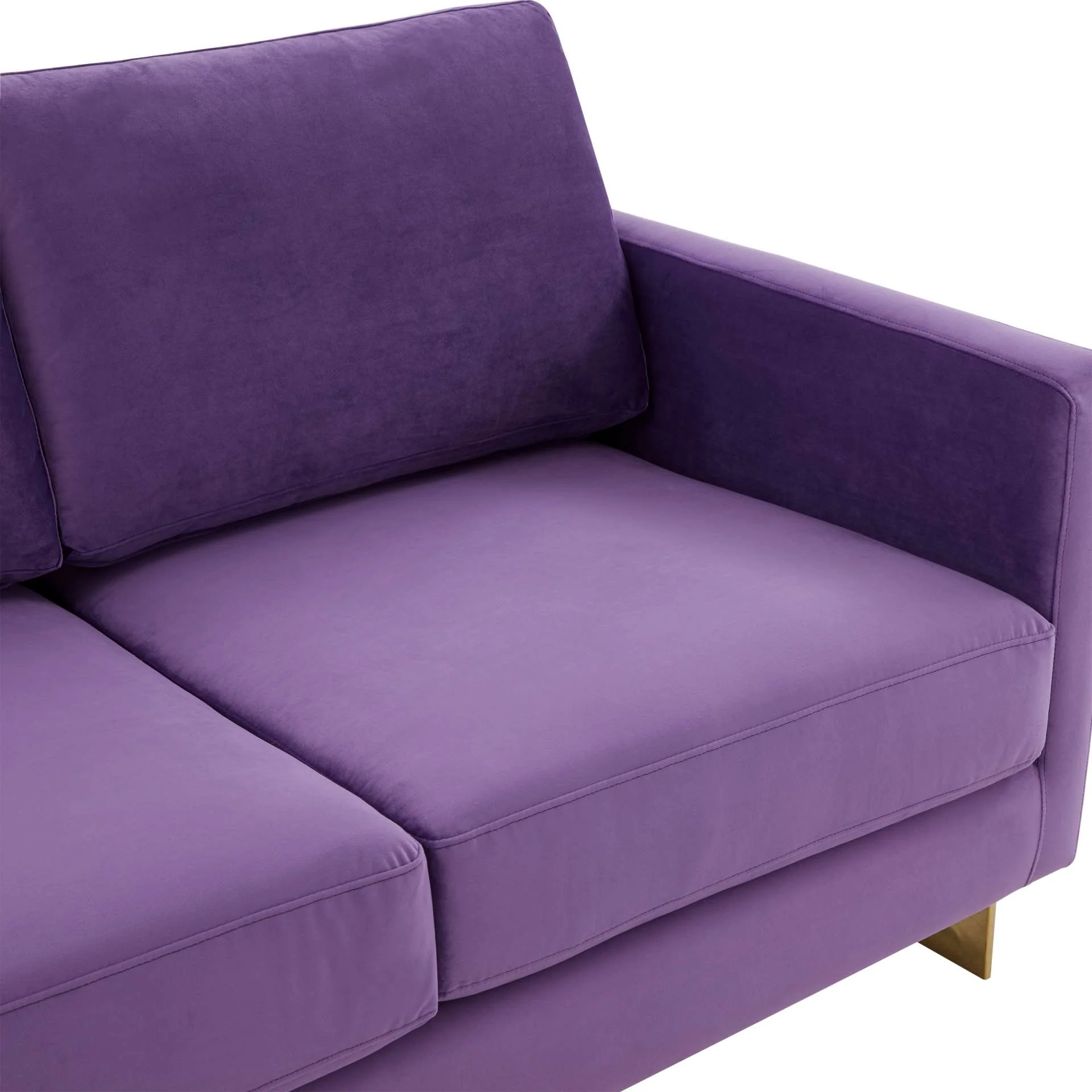 LeisureMod Lincoln Modern Mid-Century Upholstered Velvet Loveseat with Gold Frame - Image 33