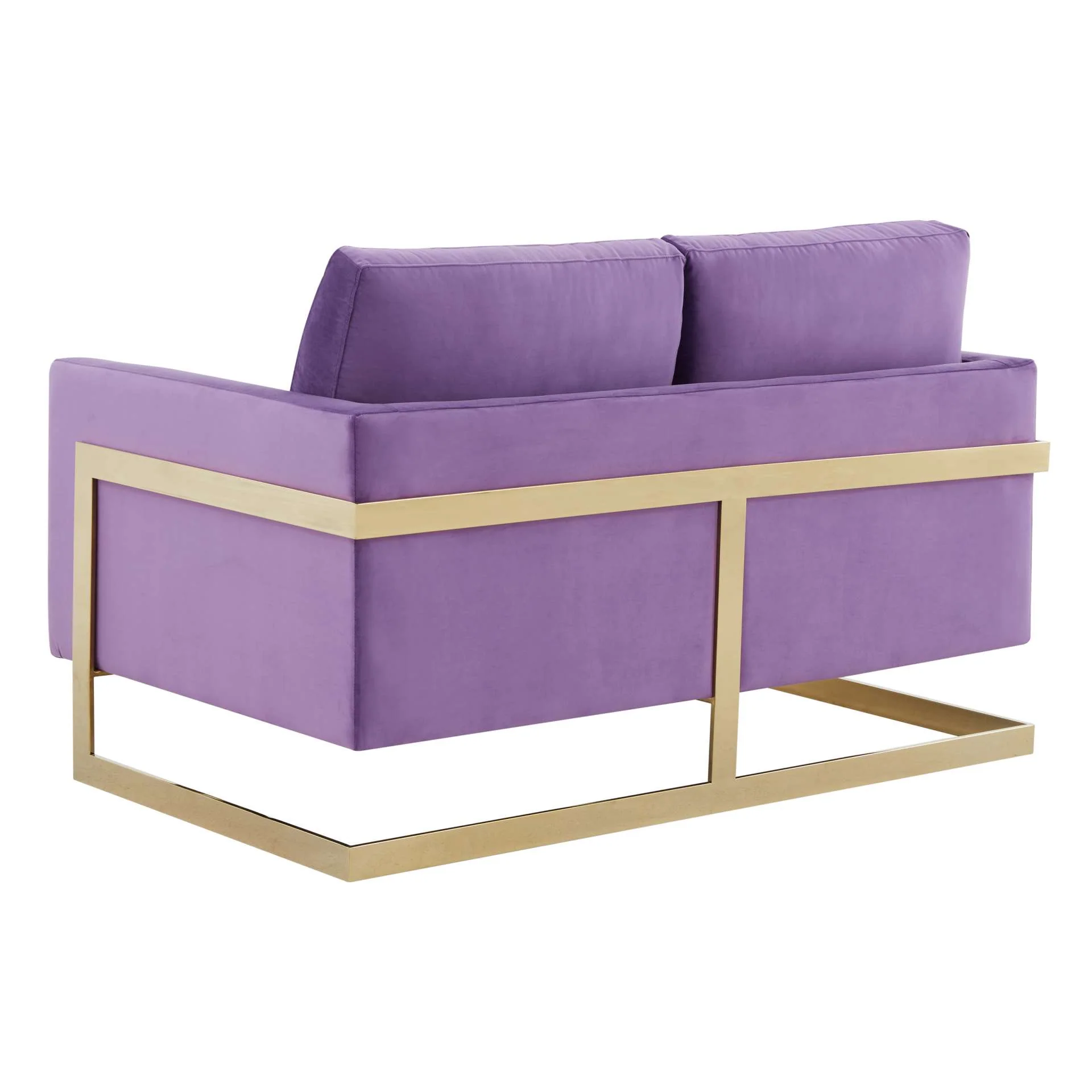LeisureMod Lincoln Modern Mid-Century Upholstered Velvet Loveseat with Gold Frame - Image 34