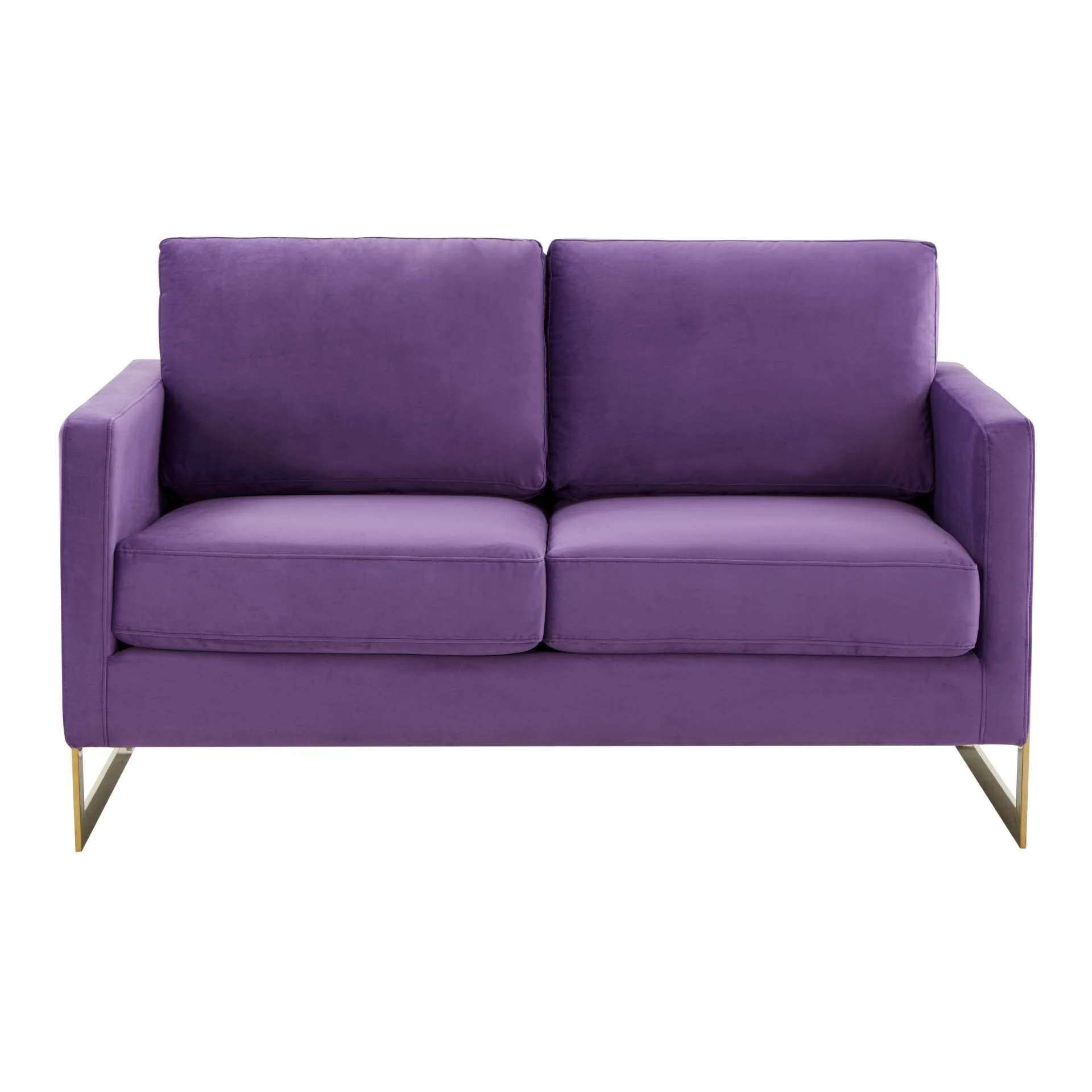 LeisureMod Lincoln Modern Mid-Century Upholstered Velvet Loveseat with Gold Frame - Image 37