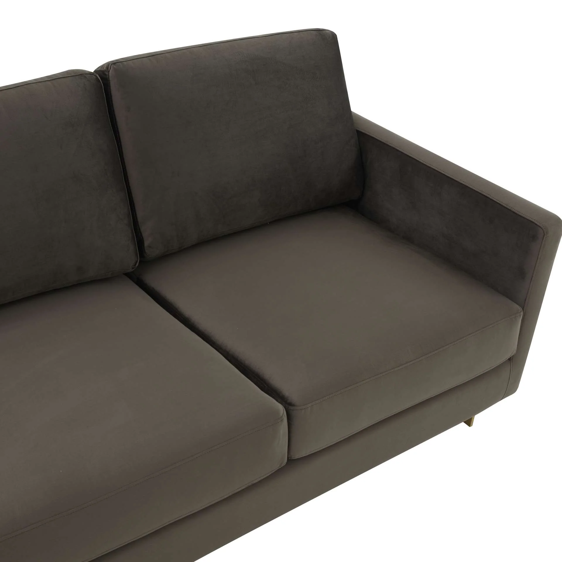 LeisureMod Lincoln Modern Mid-Century Upholstered Velvet Sofa with Gold Frame - Image 11