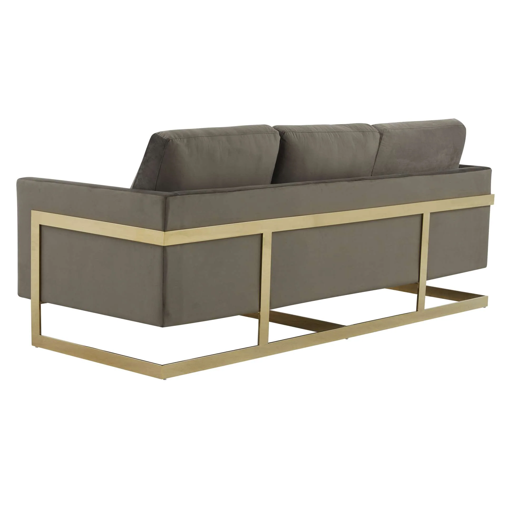 LeisureMod Lincoln Modern Mid-Century Upholstered Velvet Sofa with Gold Frame - Image 12