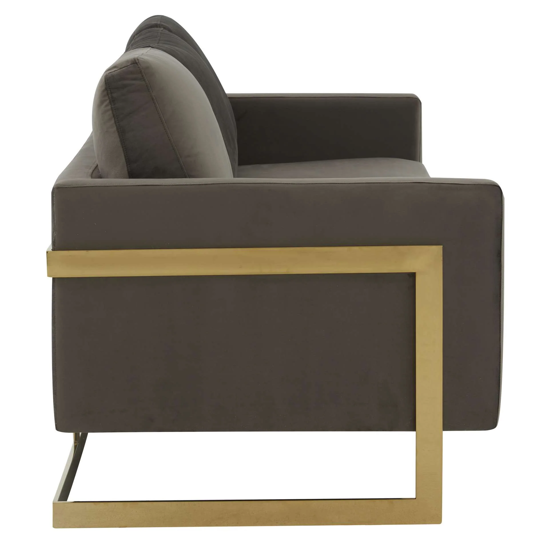 LeisureMod Lincoln Modern Mid-Century Upholstered Velvet Sofa with Gold Frame - Image 13