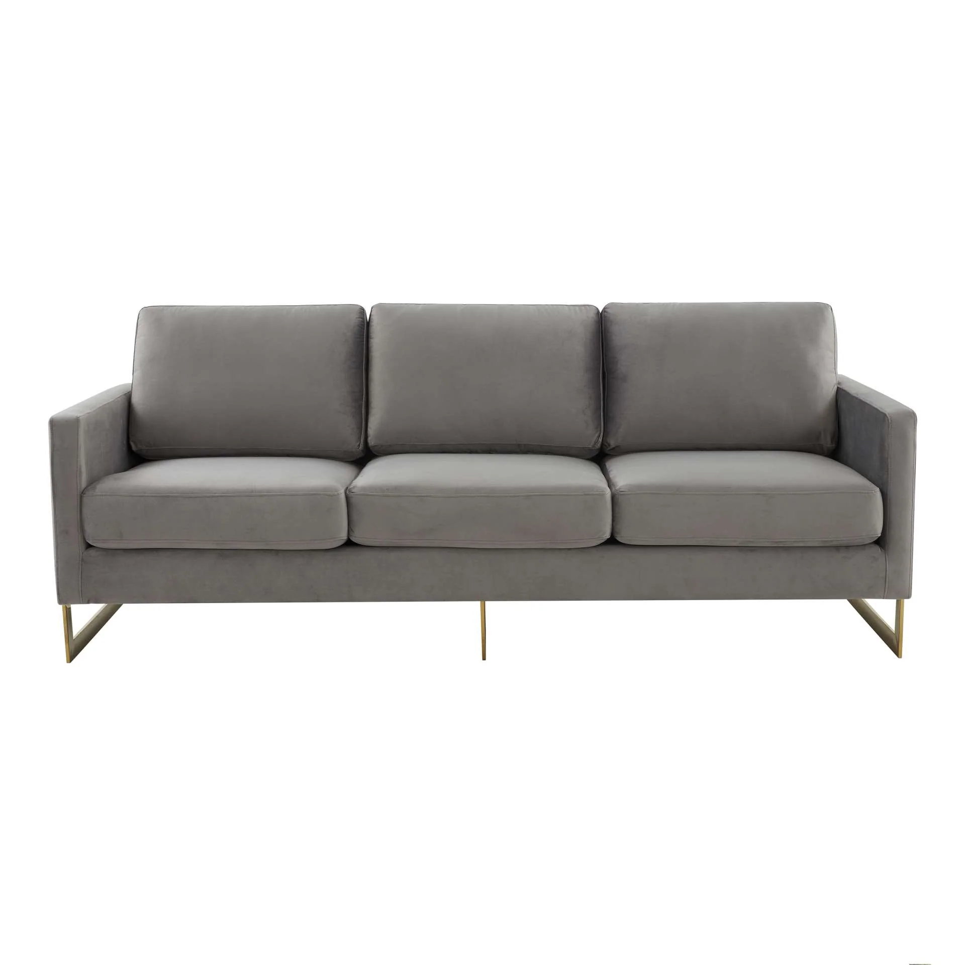 LeisureMod Lincoln Modern Mid-Century Upholstered Velvet Sofa with Gold Frame - Image 18