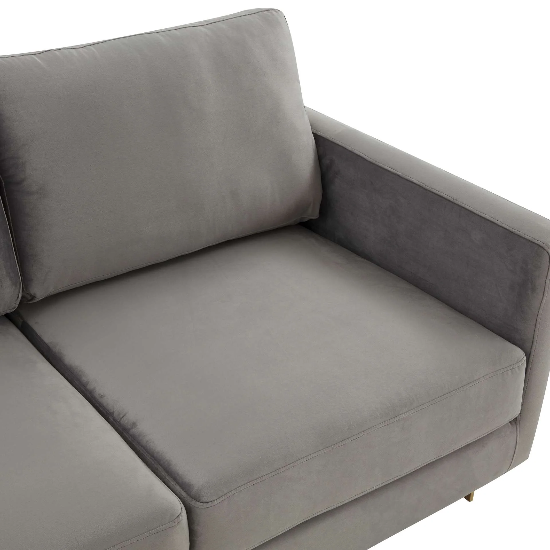 LeisureMod Lincoln Modern Mid-Century Upholstered Velvet Sofa with Gold Frame - Image 19