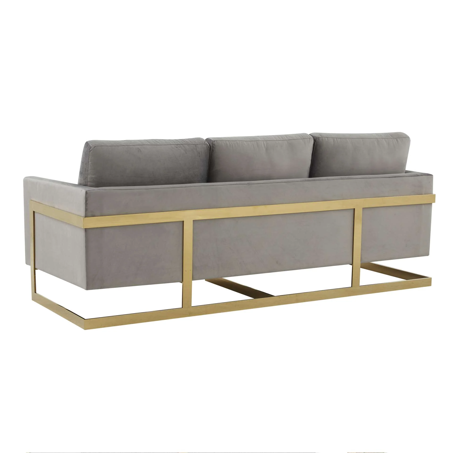 LeisureMod Lincoln Modern Mid-Century Upholstered Velvet Sofa with Gold Frame - Image 20