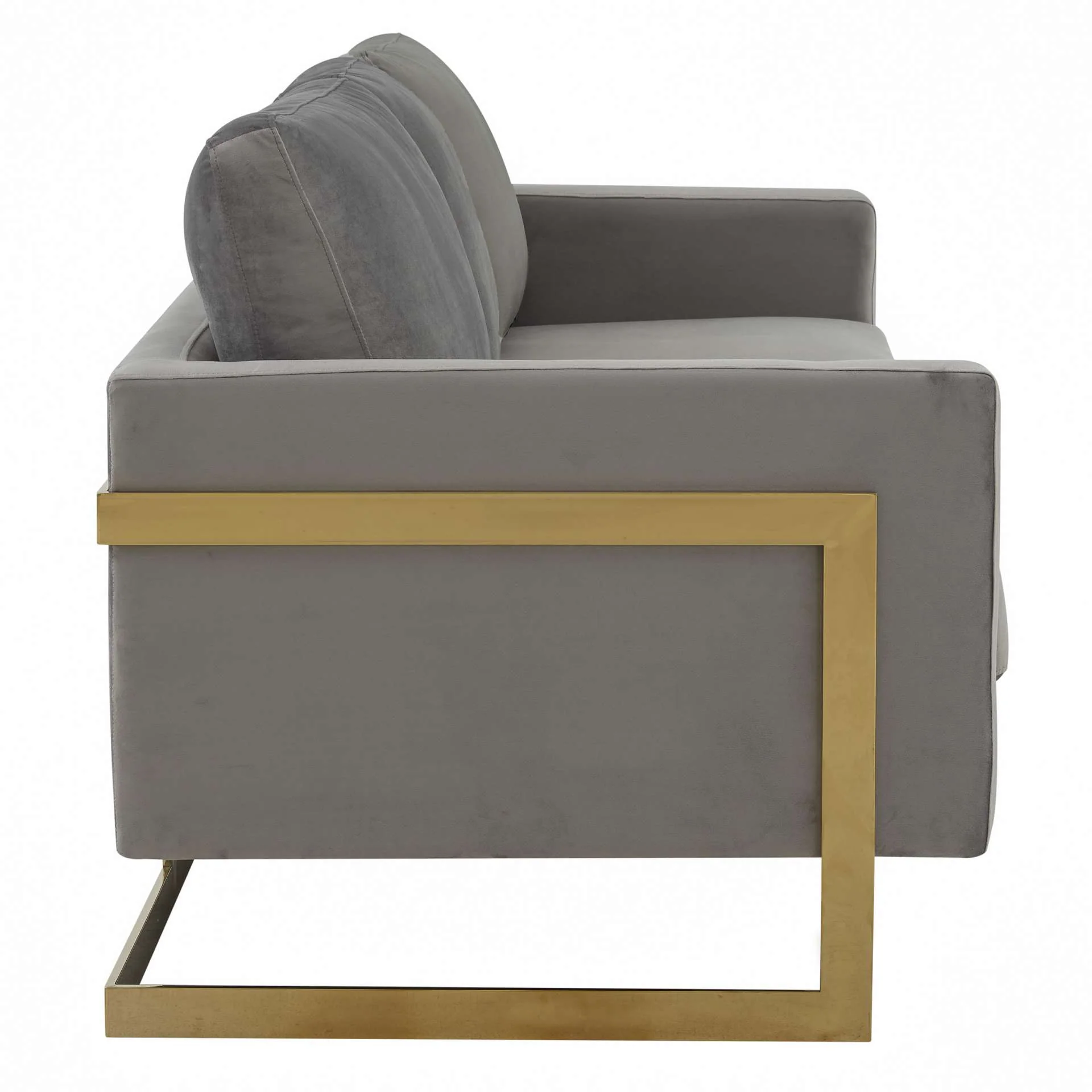 LeisureMod Lincoln Modern Mid-Century Upholstered Velvet Sofa with Gold Frame - Image 22