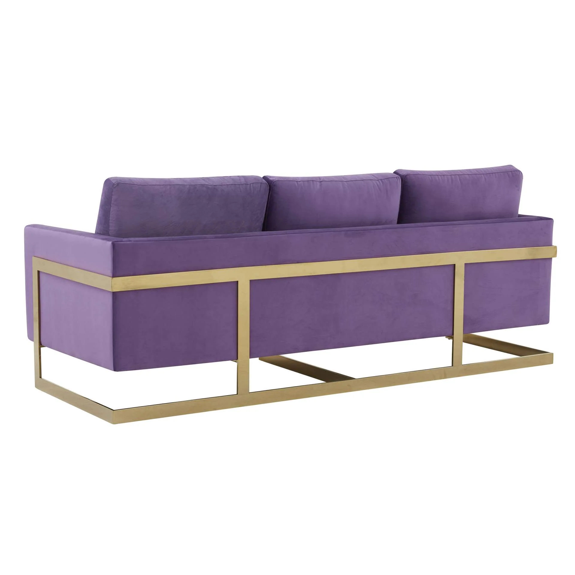 LeisureMod Lincoln Modern Mid-Century Upholstered Velvet Sofa with Gold Frame - Image 31