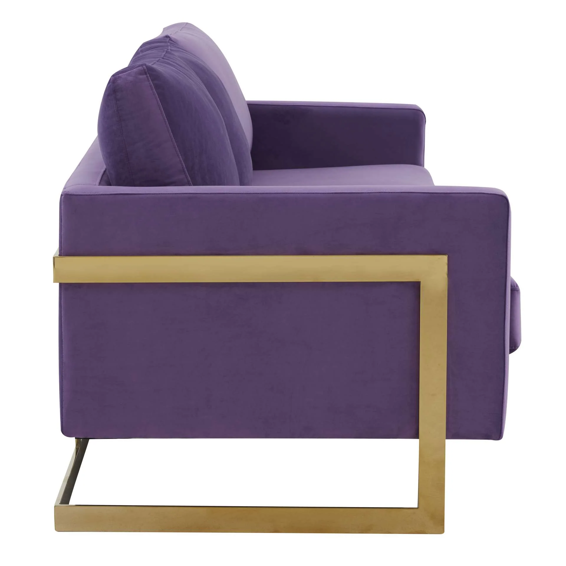 LeisureMod Lincoln Modern Mid-Century Upholstered Velvet Sofa with Gold Frame - Image 32