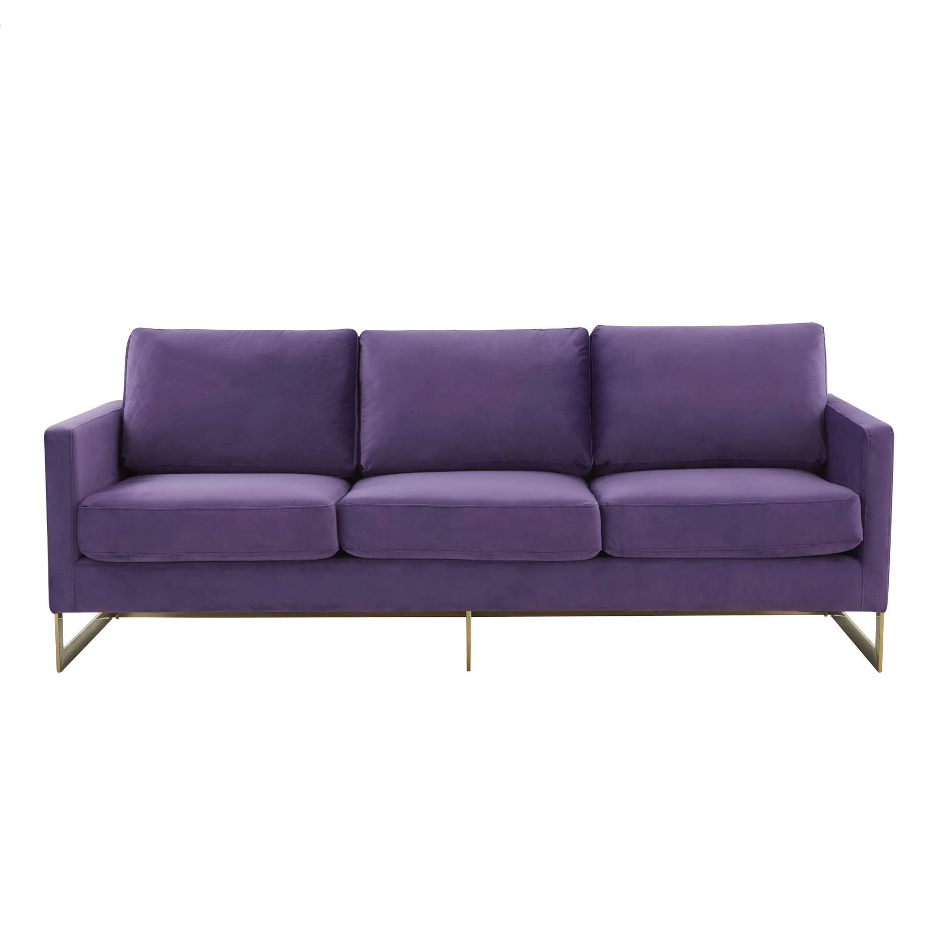 LeisureMod Lincoln Modern Mid-Century Upholstered Velvet Sofa with Gold Frame - Image 33