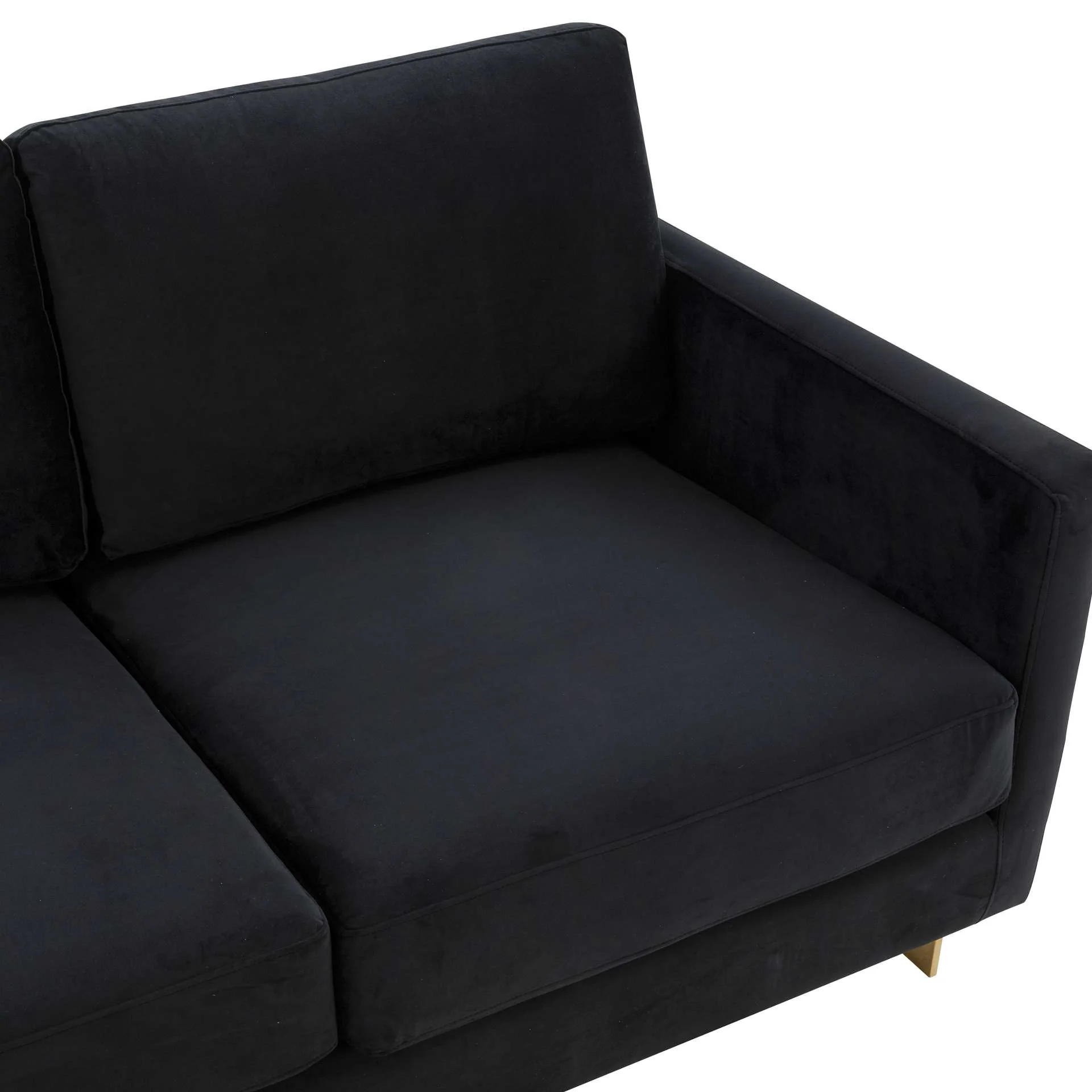 LeisureMod Lincoln Modern Mid-Century Upholstered Velvet Sofa with Gold Frame - Image 4