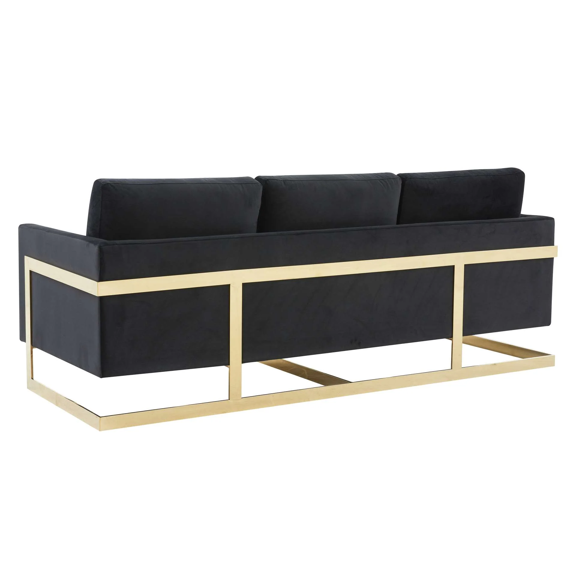 LeisureMod Lincoln Modern Mid-Century Upholstered Velvet Sofa with Gold Frame - Image 5