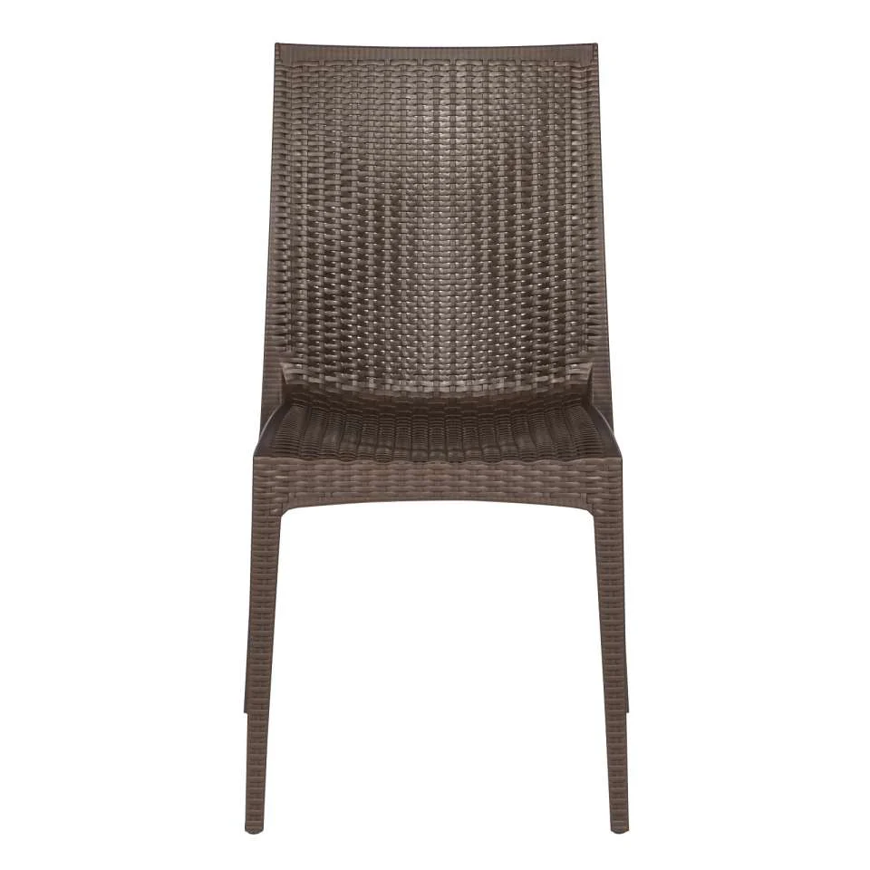 LeisureMod Mace 3-Piece Outdoor Dining Set with Plastic Square Table and 2 Stackable Chairs with Weave Design - Image 10
