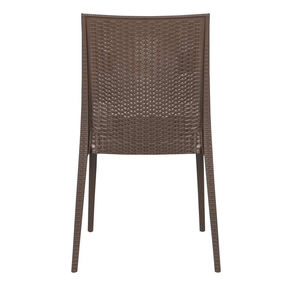 LeisureMod Mace 3-Piece Outdoor Dining Set with Plastic Square Table and 2 Stackable Chairs with Weave Design - Image 11