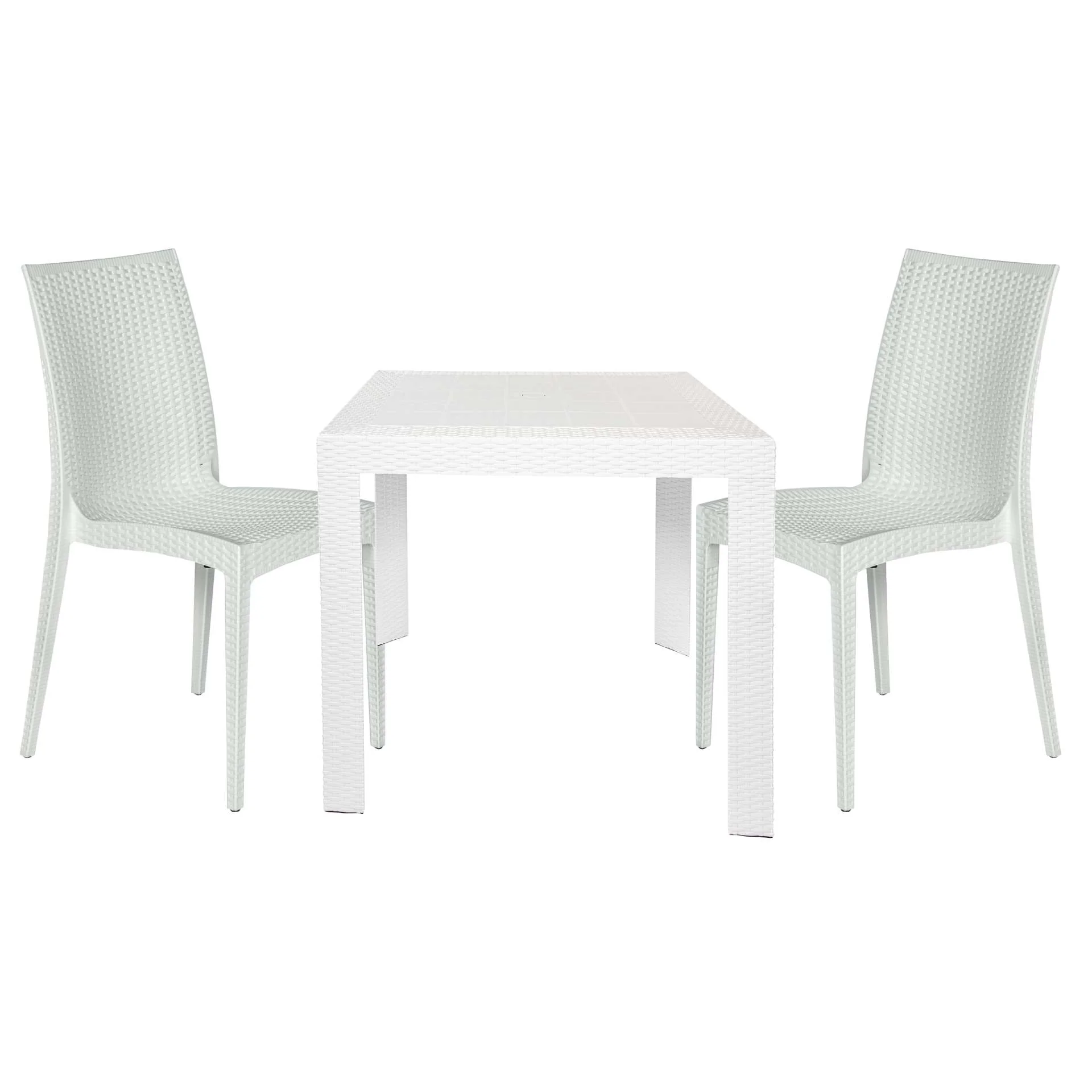 LeisureMod Mace 3-Piece Outdoor Dining Set with Plastic Square Table and 2 Stackable Chairs with Weave Design - Image 16