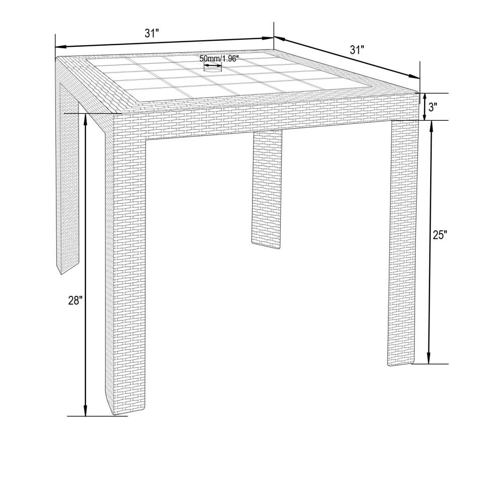 LeisureMod Mace 3-Piece Outdoor Dining Set with Plastic Square Table and 2 Stackable Chairs with Weave Design - Image 5