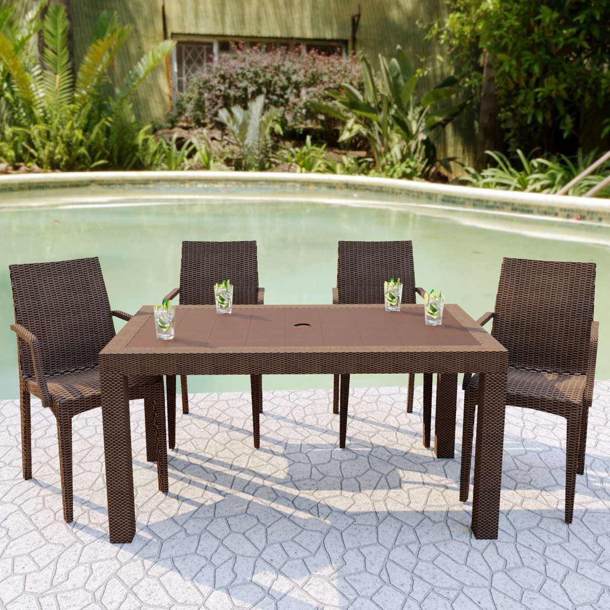 LeisureMod Mace Weave Design Outdoor Dining Table - MT55BL - Image 8