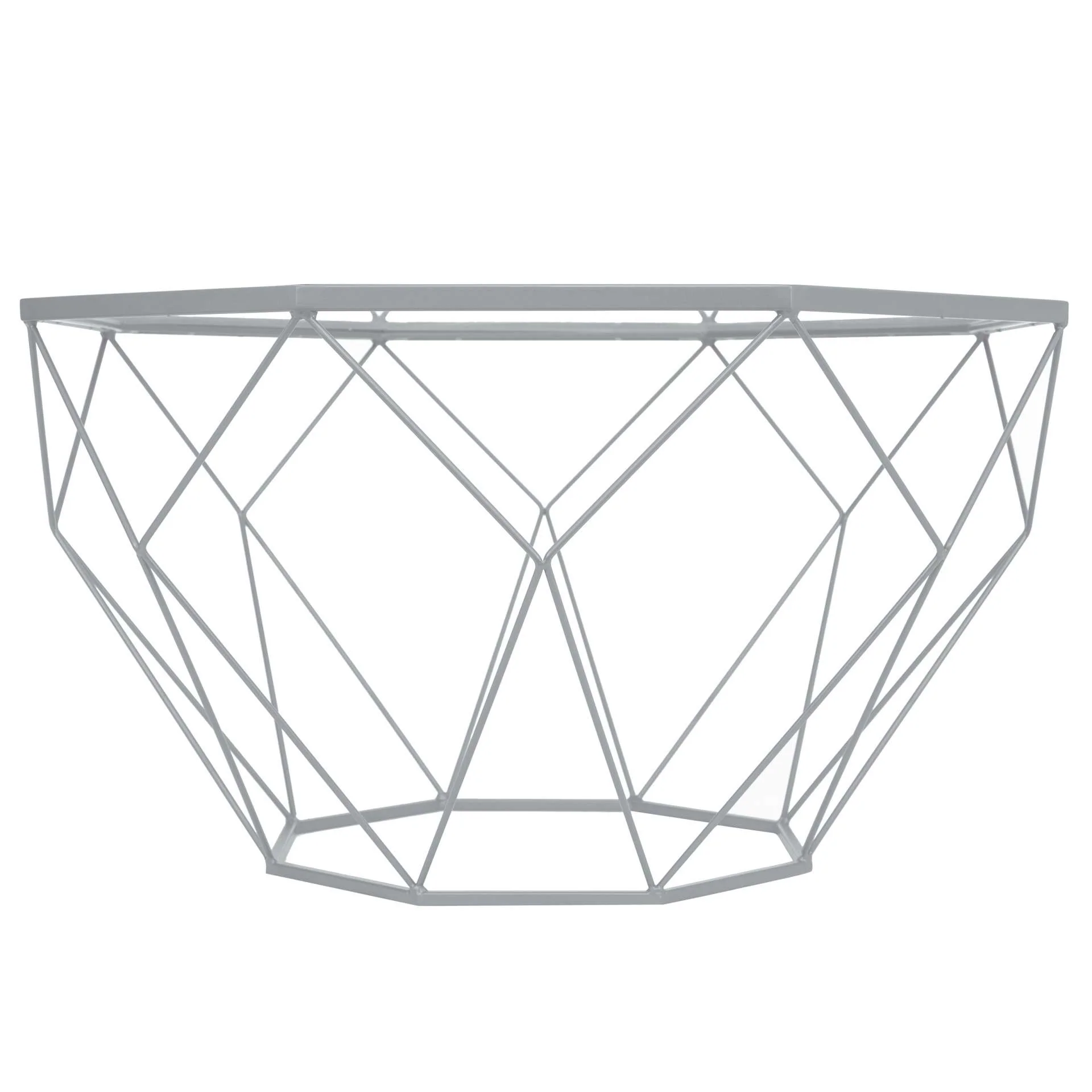 LeisureMod Malibu Large Modern Octagon Glass Top Coffee Table With Geometric Base - Image 12