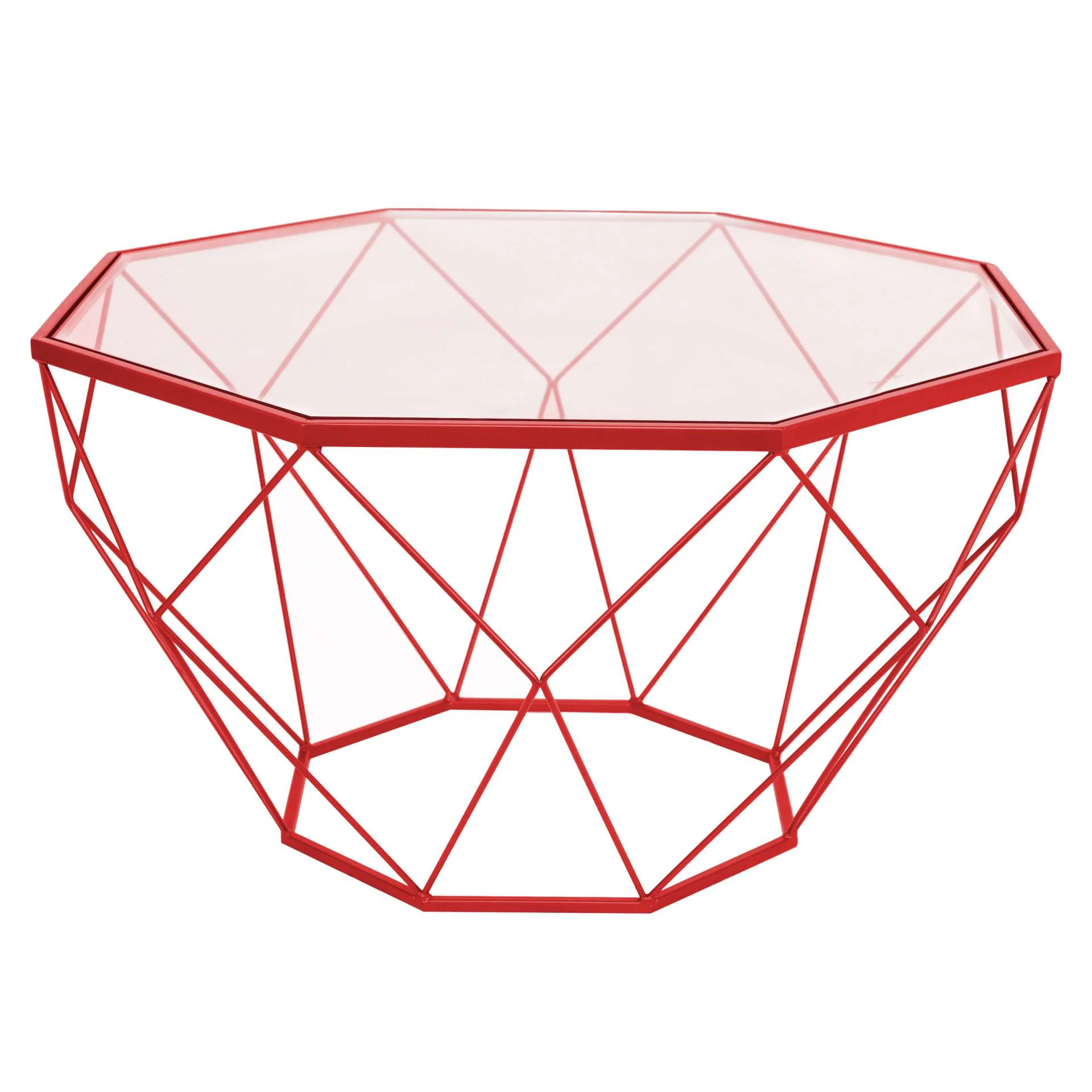 LeisureMod Malibu Large Modern Octagon Glass Top Coffee Table With Geometric Base - Image 13