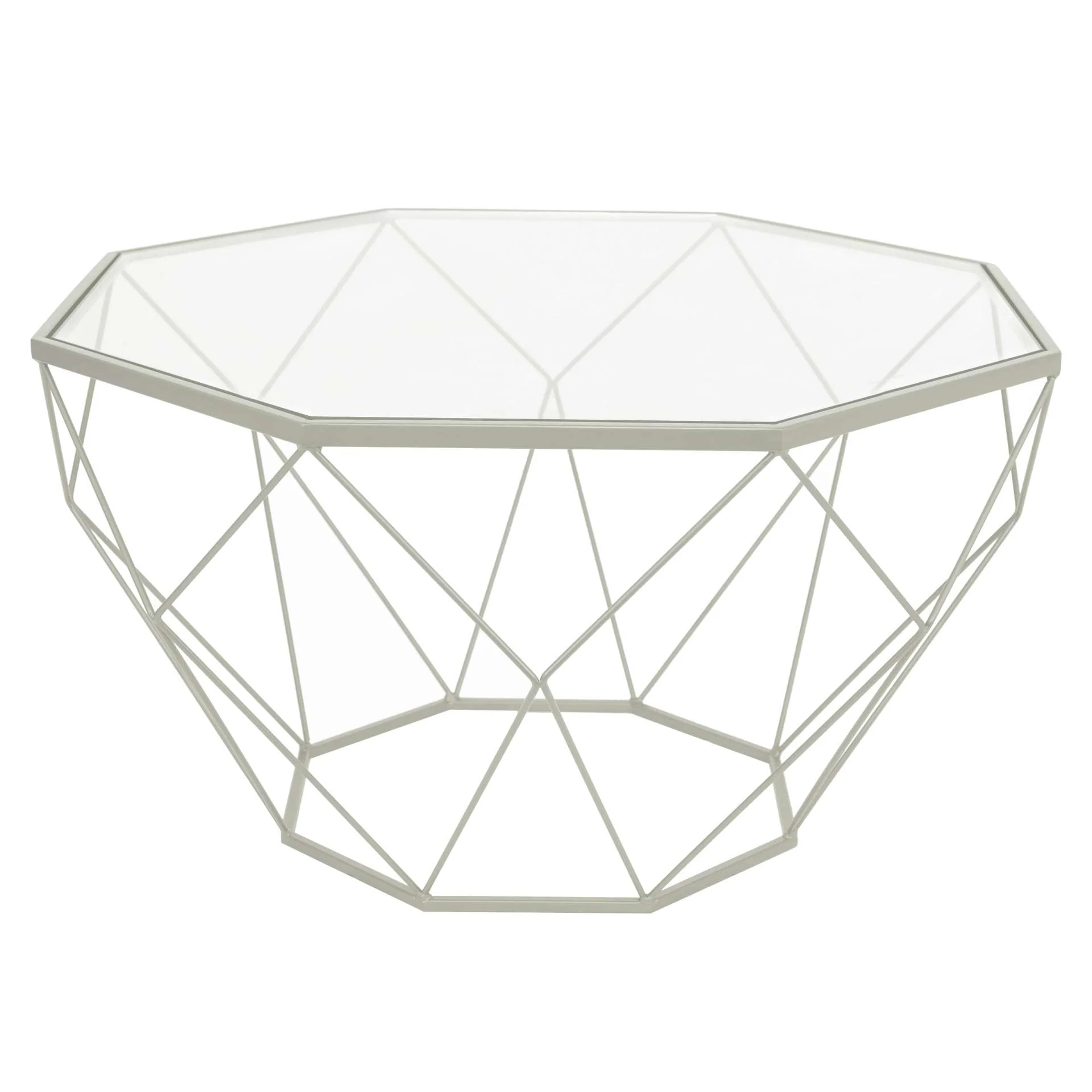 LeisureMod Malibu Large Modern Octagon Glass Top Coffee Table With Geometric Base - Image 19
