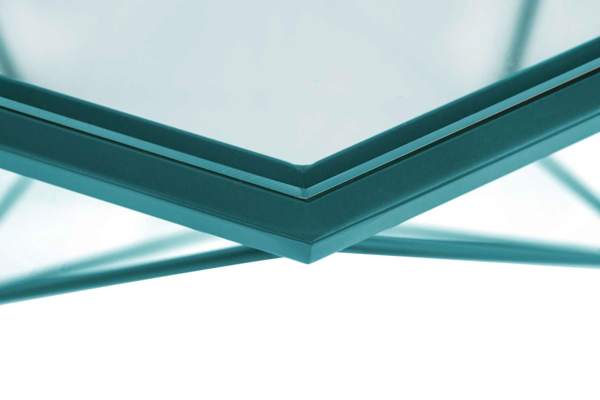LeisureMod Malibu Large Modern Octagon Glass Top Coffee Table With Geometric Base - Image 28