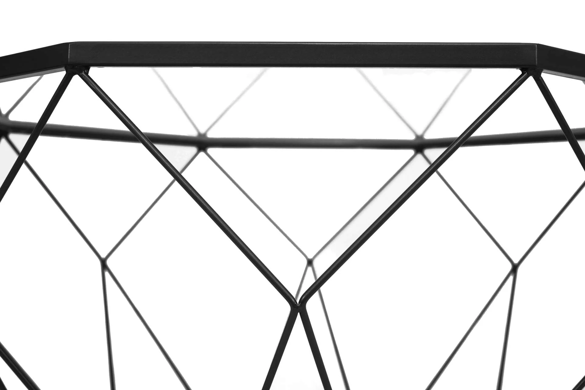 LeisureMod Malibu Large Modern Octagon Glass Top Coffee Table With Geometric Base - Image 3