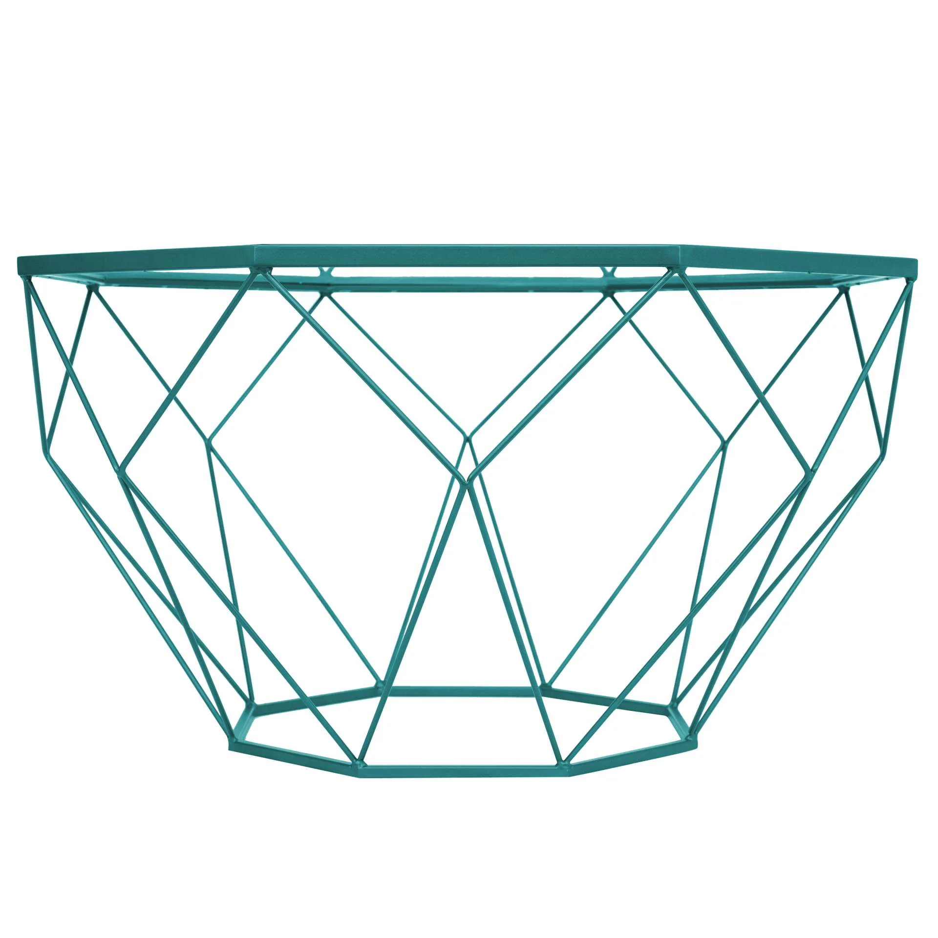LeisureMod Malibu Large Modern Octagon Glass Top Coffee Table With Geometric Base - Image 30