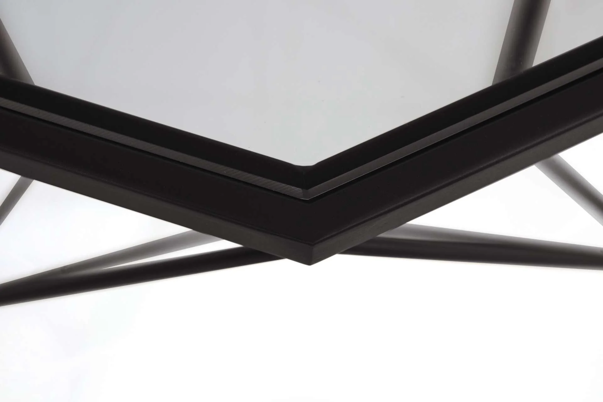 LeisureMod Malibu Large Modern Octagon Glass Top Coffee Table With Geometric Base - Image 4