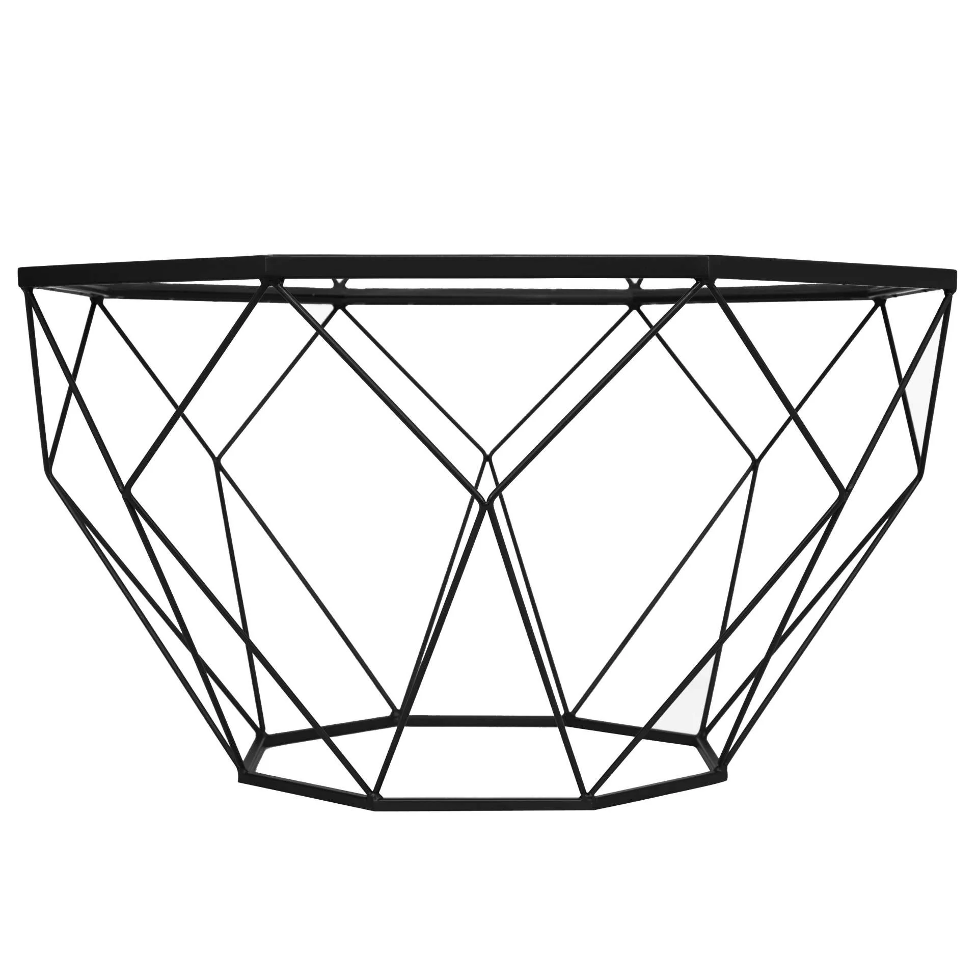 LeisureMod Malibu Large Modern Octagon Glass Top Coffee Table With Geometric Base - Image 6