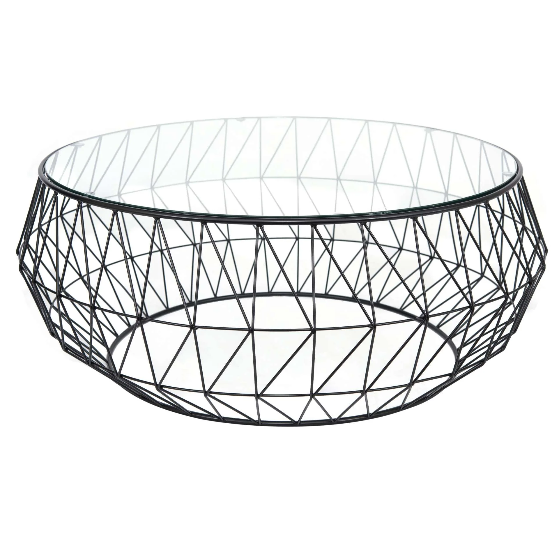 LeisureMod Malibu Modern Round Glass Top Coffee Table With Metal Base - Image 11