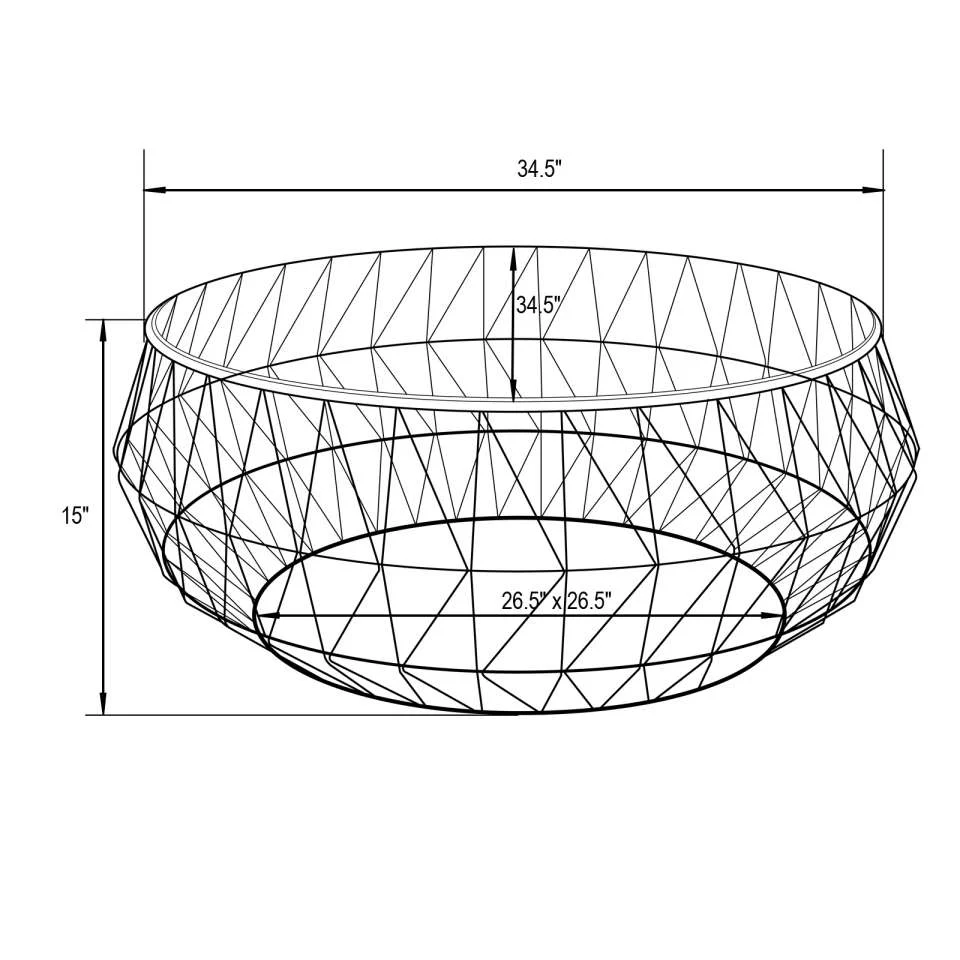 LeisureMod Malibu Modern Round Glass Top Coffee Table With Metal Base - Image 2