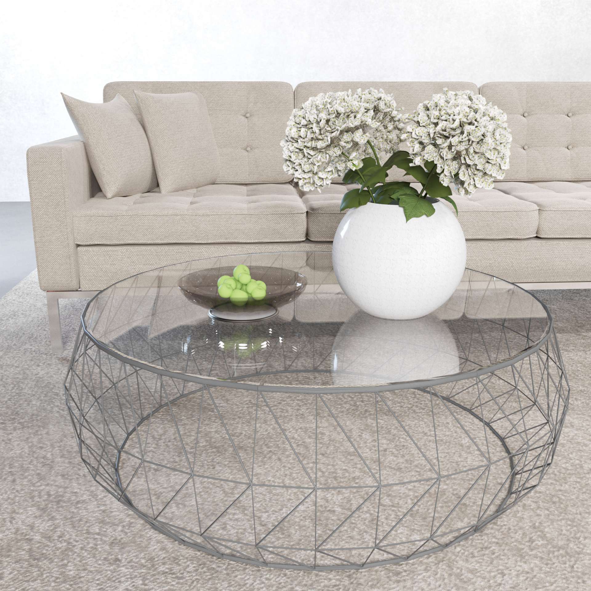 LeisureMod Malibu Modern Round Glass Top Coffee Table With Metal Base - Image 22