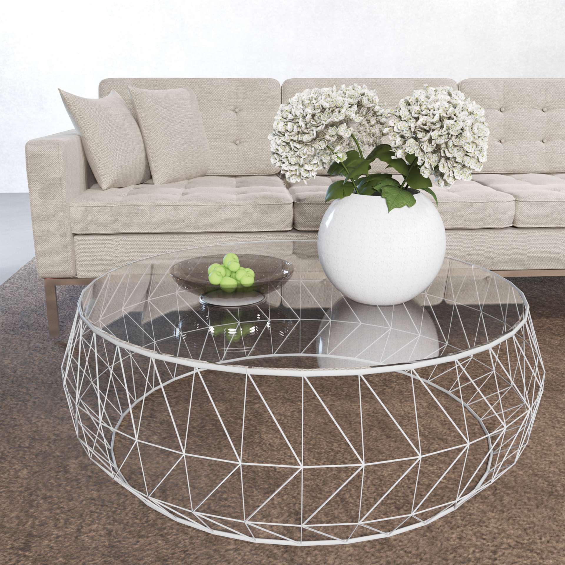 LeisureMod Malibu Modern Round Glass Top Coffee Table With Metal Base - Image 29