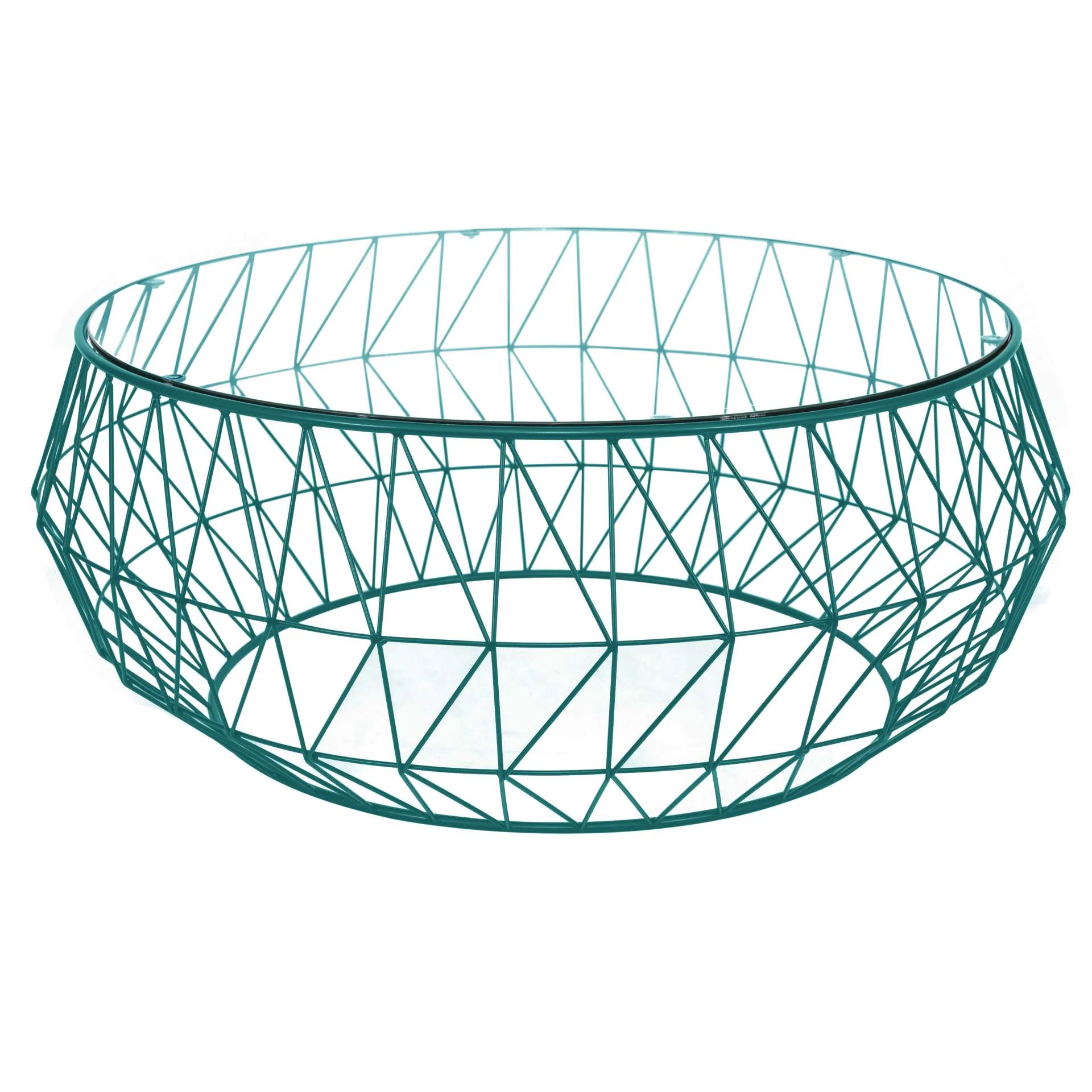 LeisureMod Malibu Modern Round Glass Top Coffee Table With Metal Base - Image 4