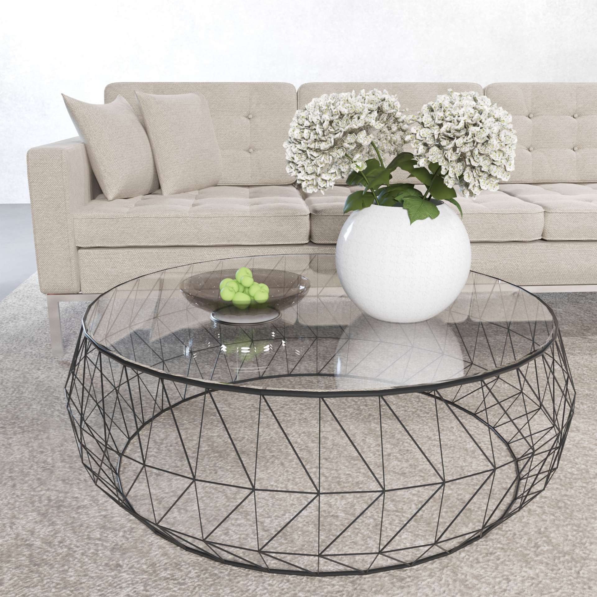 LeisureMod Malibu Modern Round Glass Top Coffee Table With Metal Base - Image 8