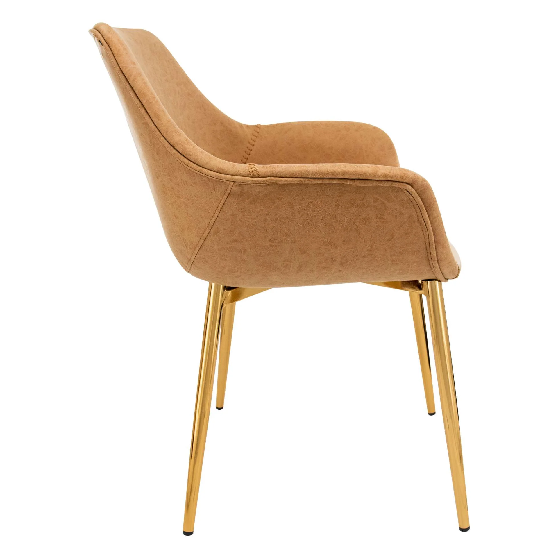 LeisureMod Markley Modern Leather Dining Arm Chair With Gold Metal Legs - ECG26G - Image 11